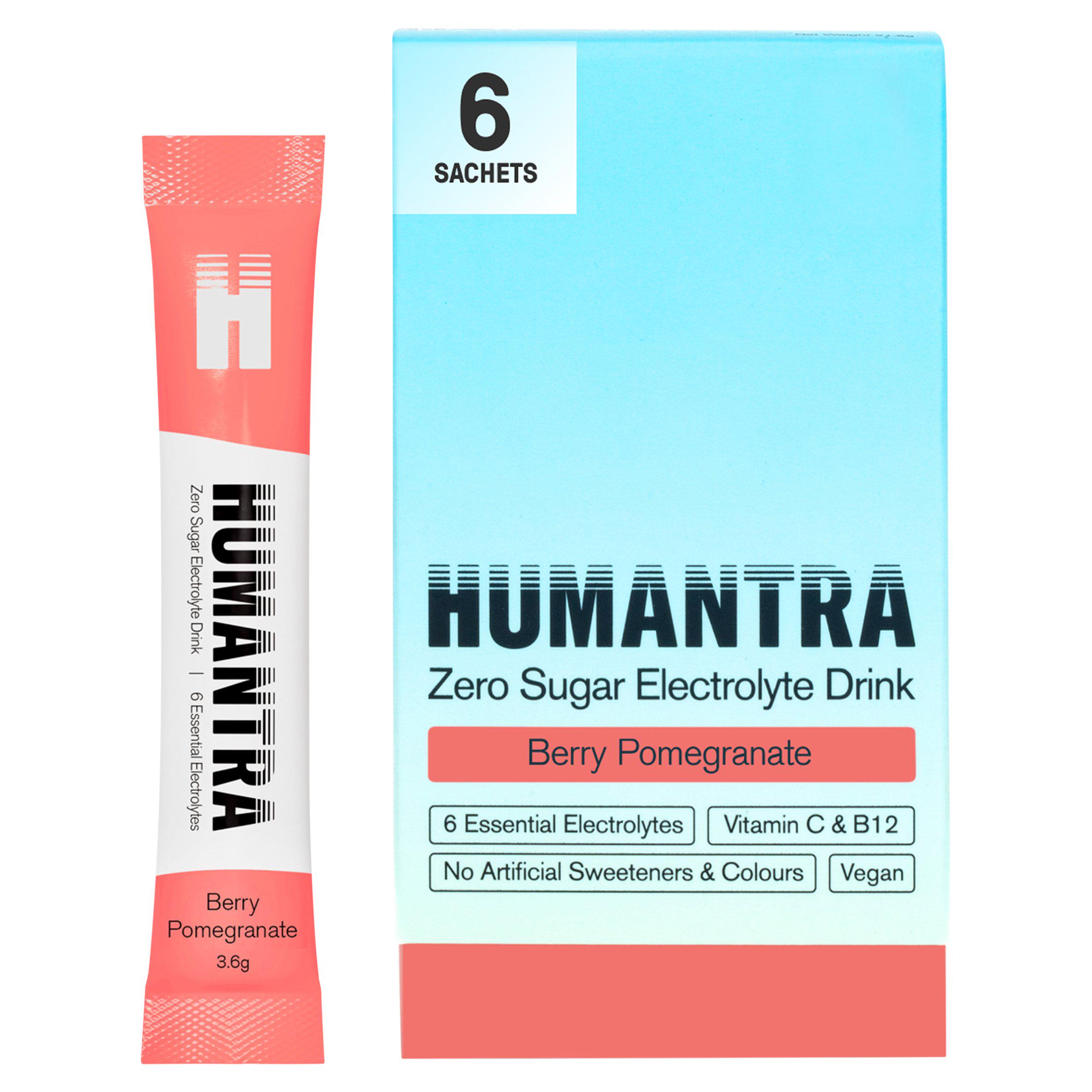 Humantra Berry Pomegranate Zero Sugar Electrolyte Drink 6 x 3.6g Sachets