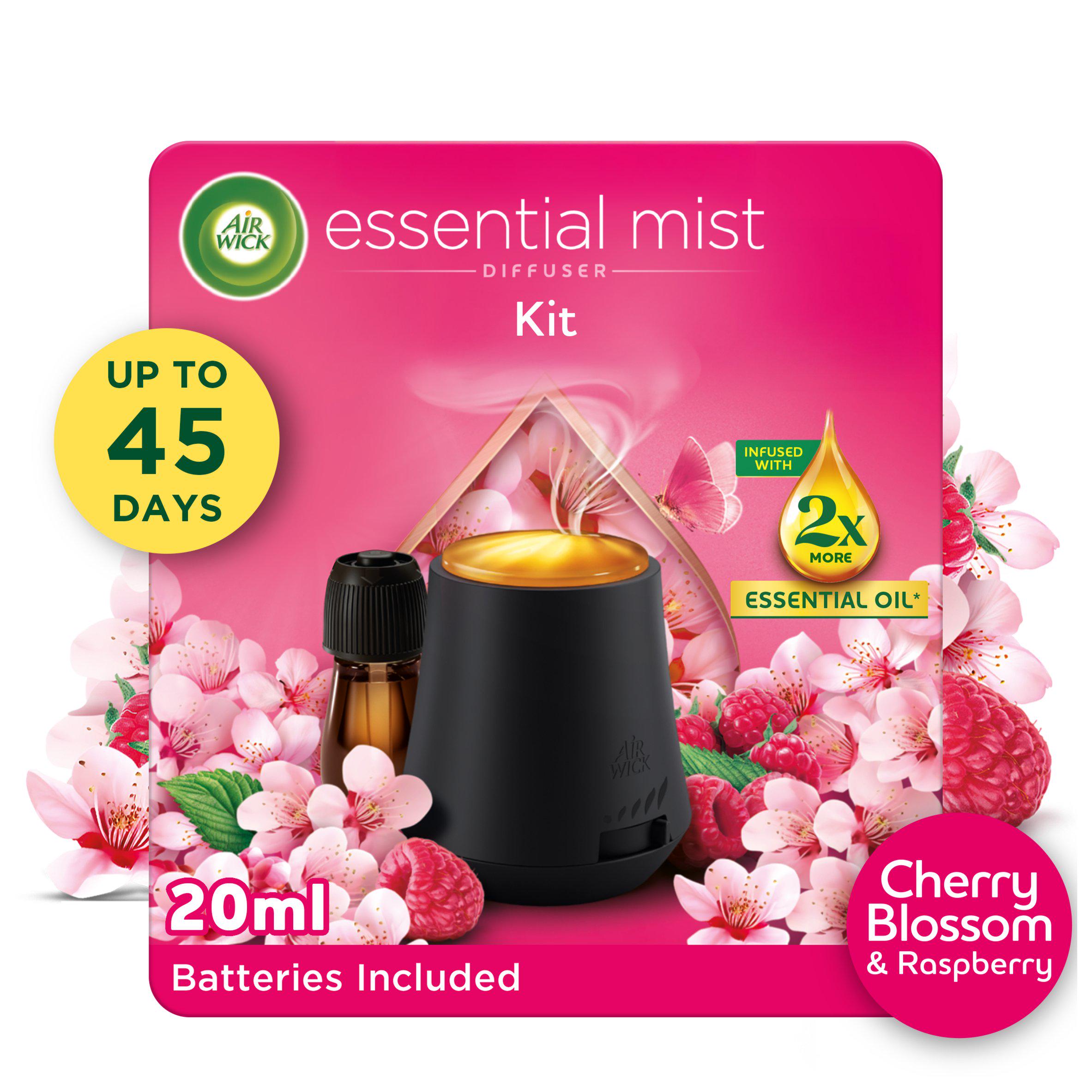 Air Wick Cherry Blossom & Raspberry Mist Diffuser 20ml. Lasts up to 45 days. Air Freshener.