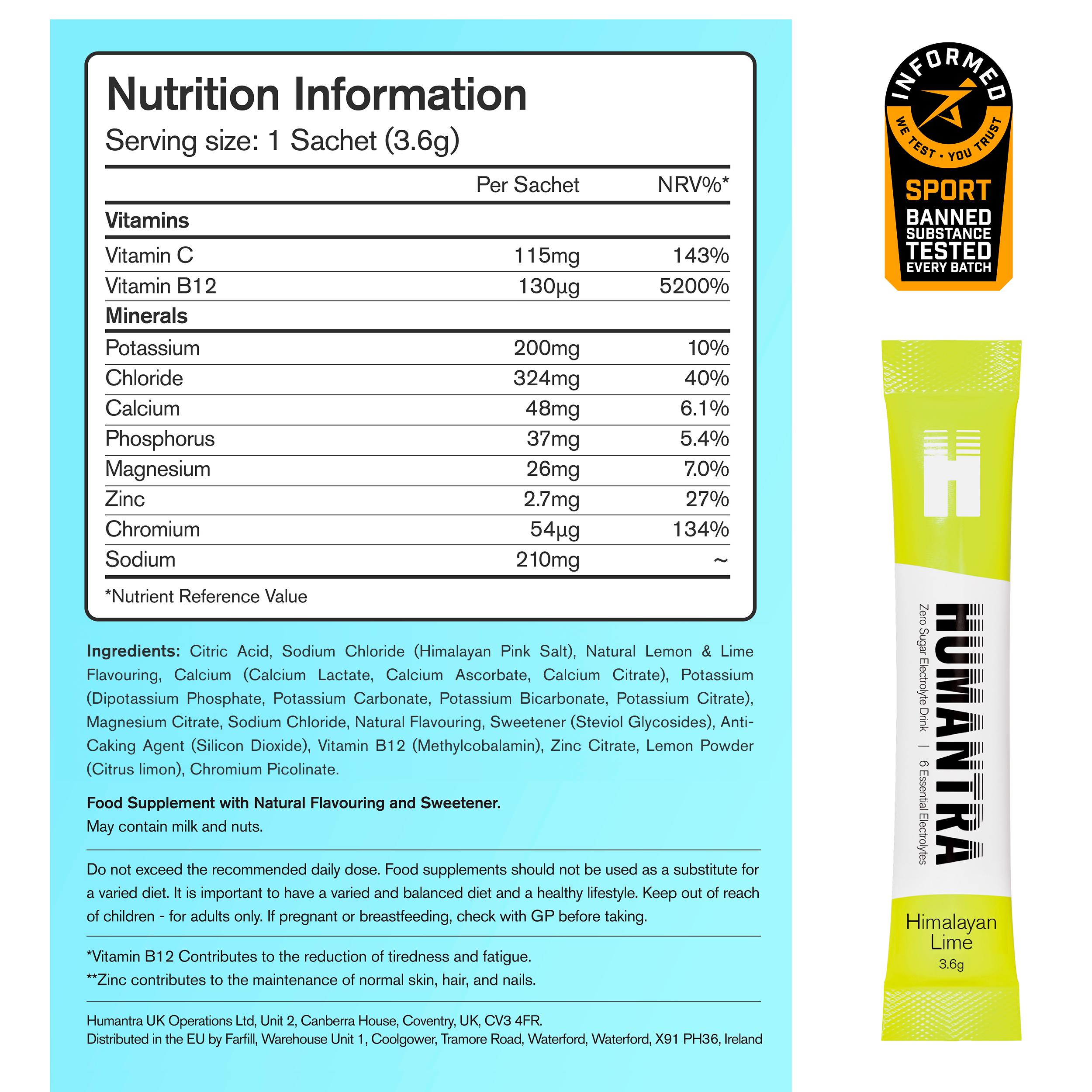 Humantra 3 x 3.6g Himalayan Lime Zero Sugar Electrolyte Drink Sachets thumbnail 5