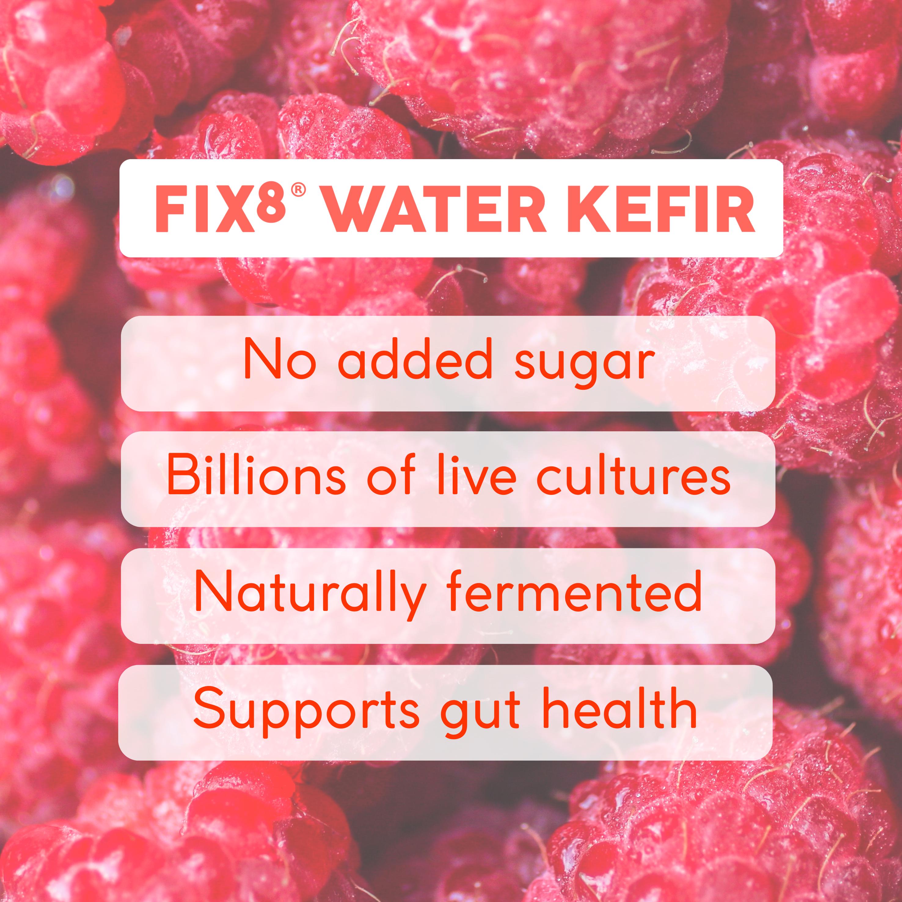 Fix8 Water Kefir Raspberry Lemonade Live Sparkling Soda 4 x 250ml thumbnail 4