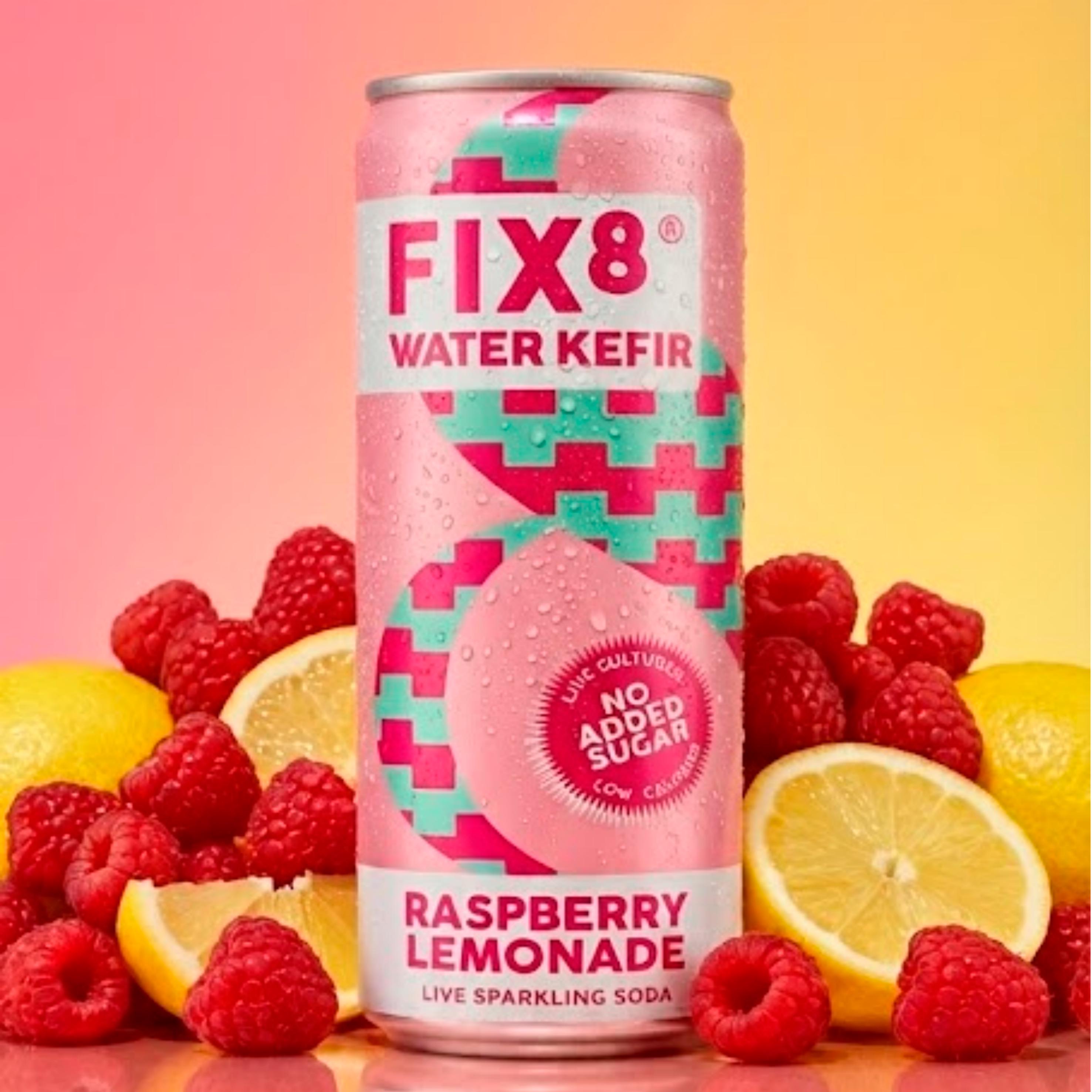 Fix8 Water Kefir Raspberry Lemonade Live Sparkling Soda 4 x 250ml thumbnail 5