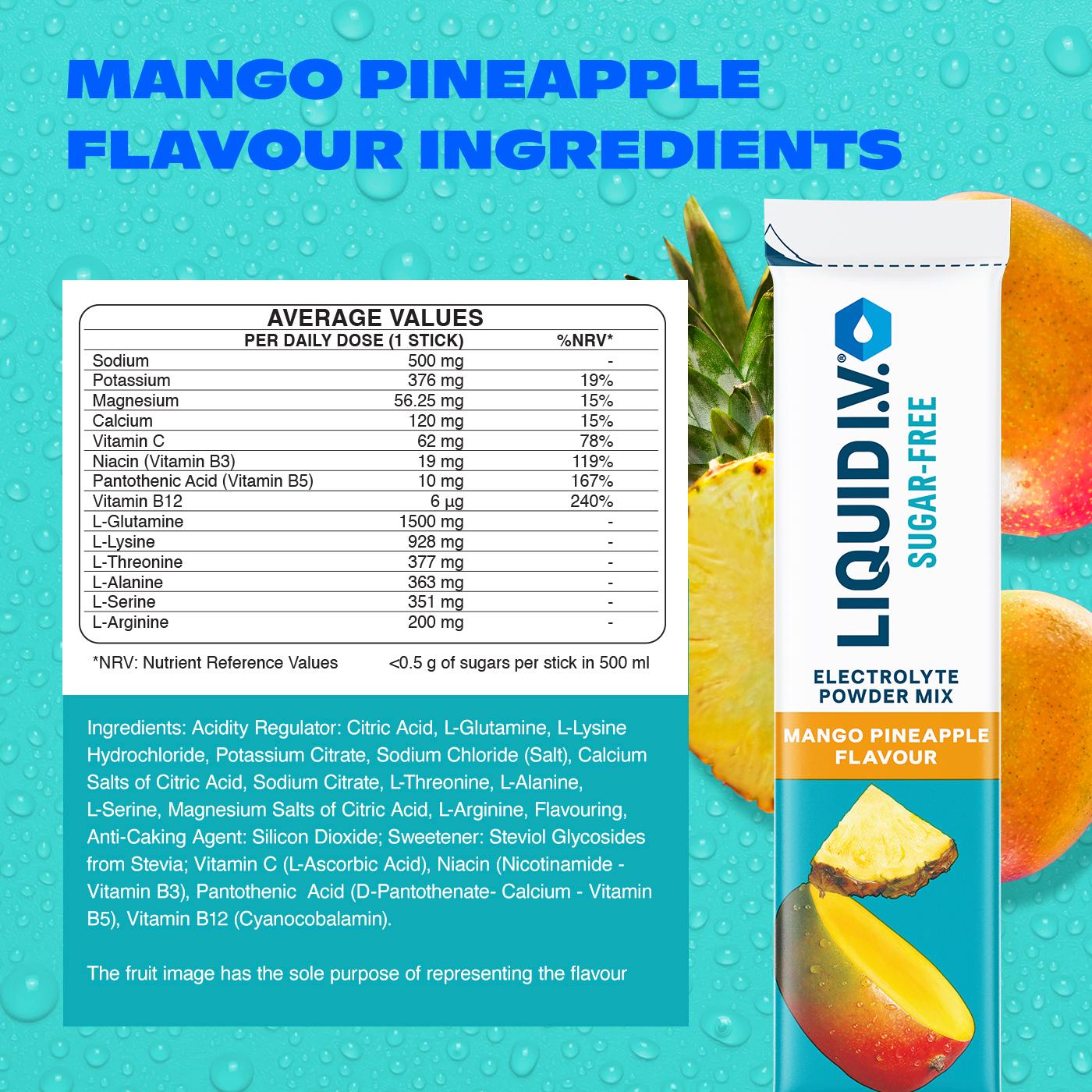 Liquid IV 6 x Sugar Free Mango Pineapple Electrolyte Powder Mix Sachets thumbnail 6