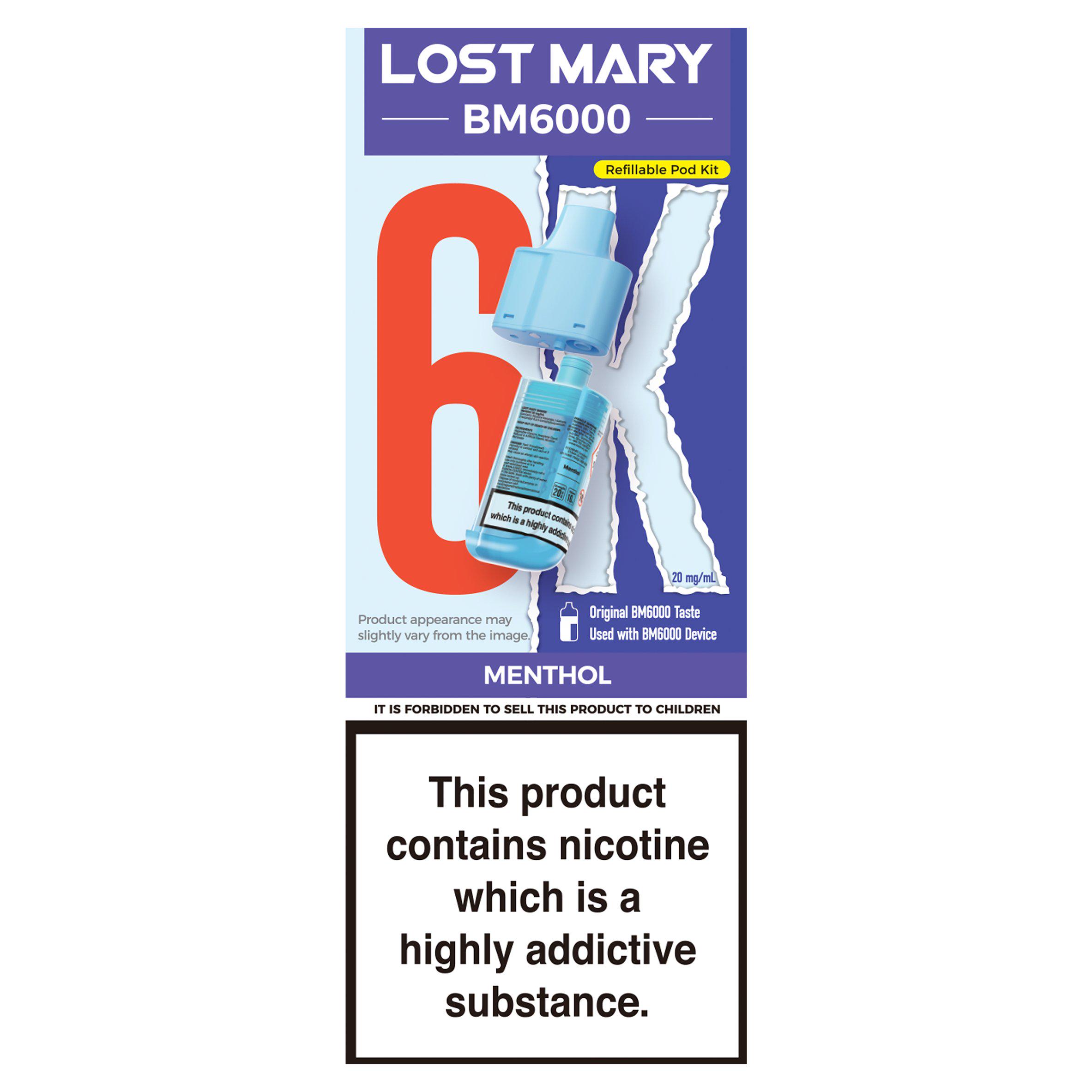 Lost Mary 20mg/ml Menthol BM6000 Refillable Pod Kit