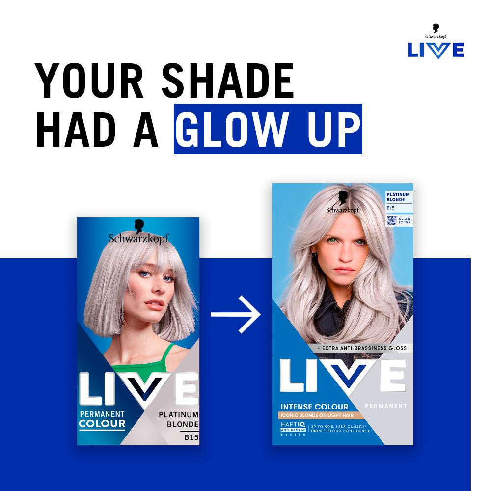 Schwarzkopf B15 Platinum Blonde Live Intense Colour Permanent Hair Dye thumbnail 2