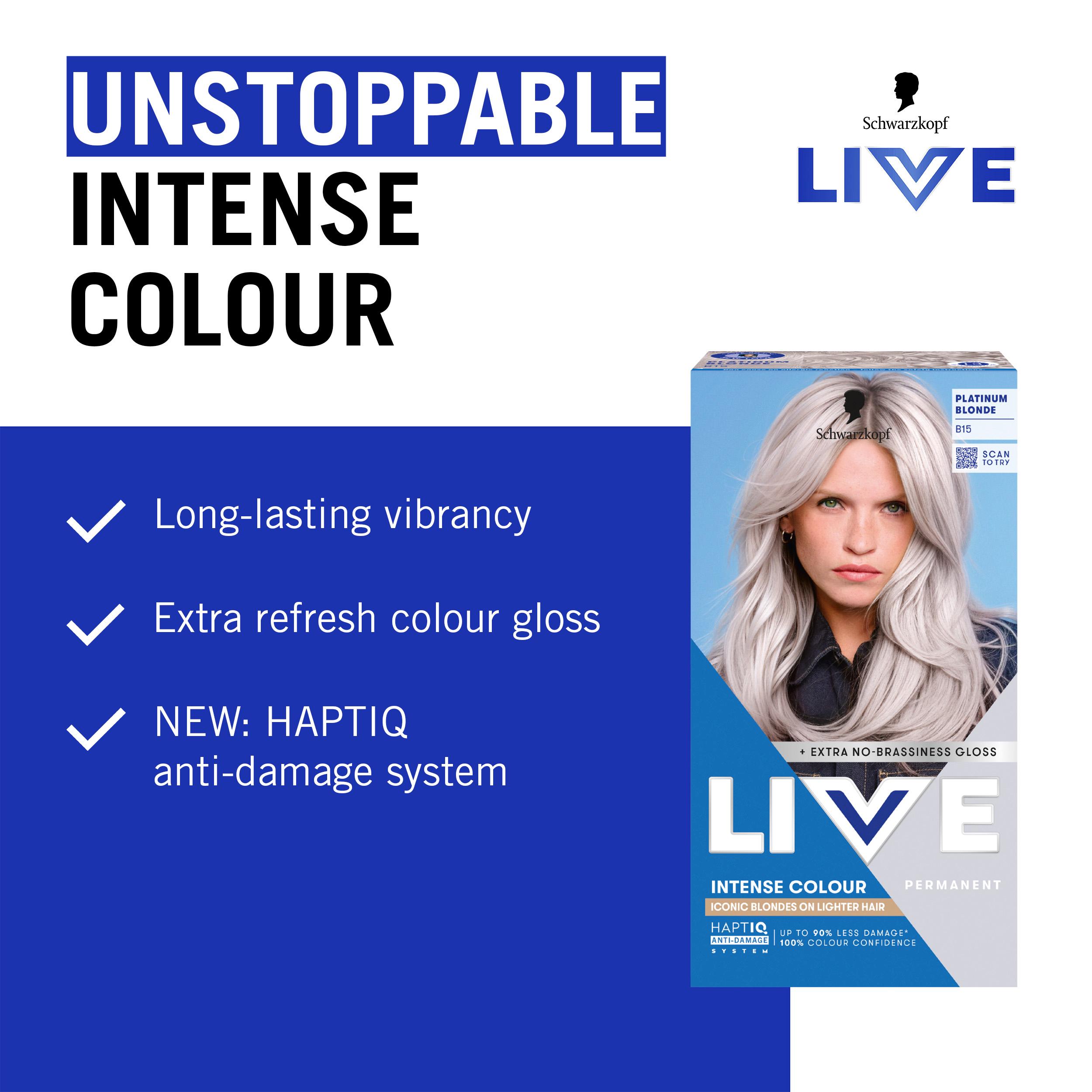 Schwarzkopf B15 Platinum Blonde Live Intense Colour Permanent Hair Dye thumbnail 3