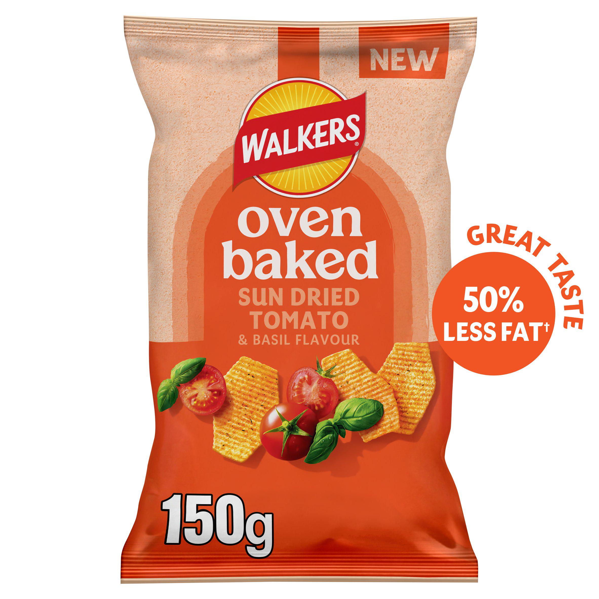 Walkers 150g Oven Baked Crisps Tomato & Basil Snacks