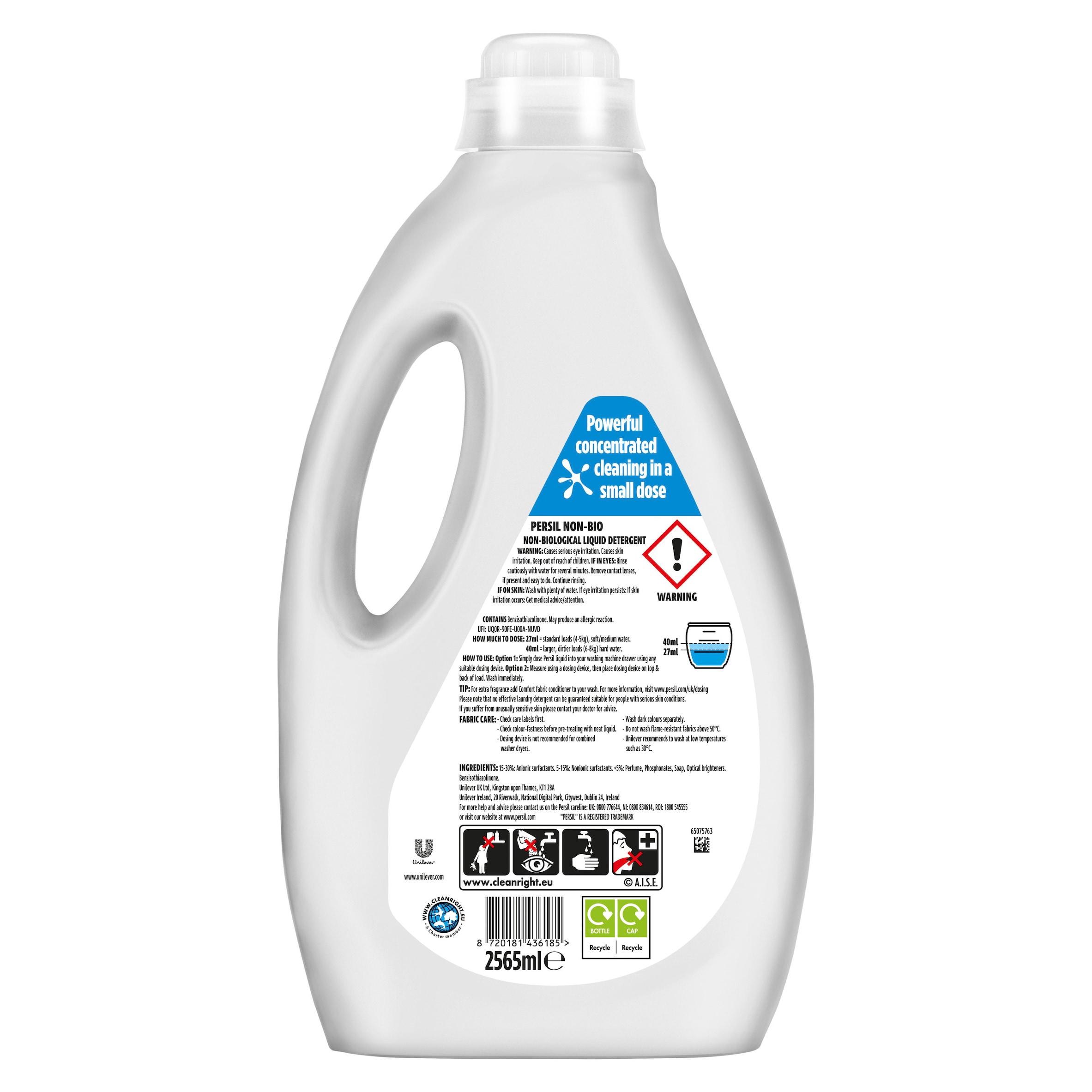 Persil 95 Washes Non Bio Laundry Washing Liquid Detergent 2.565L thumbnail 6