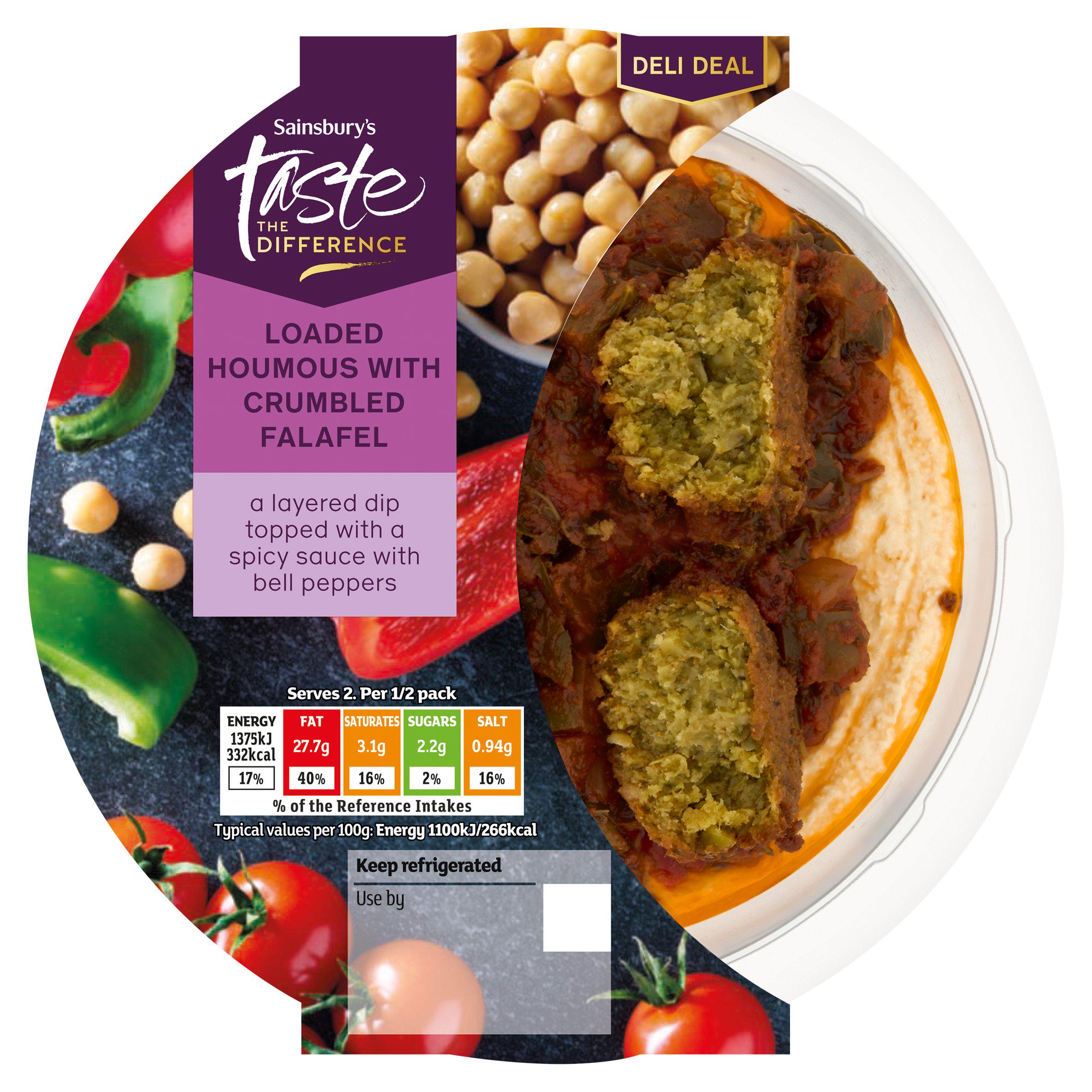 Sainsbury's 250g Crumbled Falafel Loaded Houmous, Taste the Difference