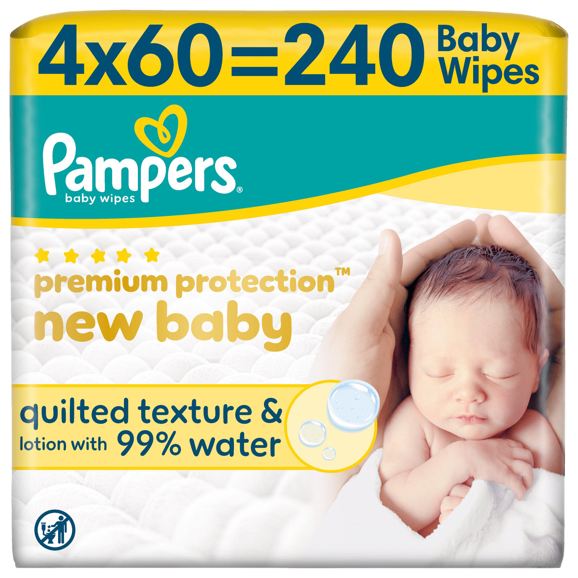 Pampers New Baby 240 Premium Protection Plastic Free Baby Wet Wipes