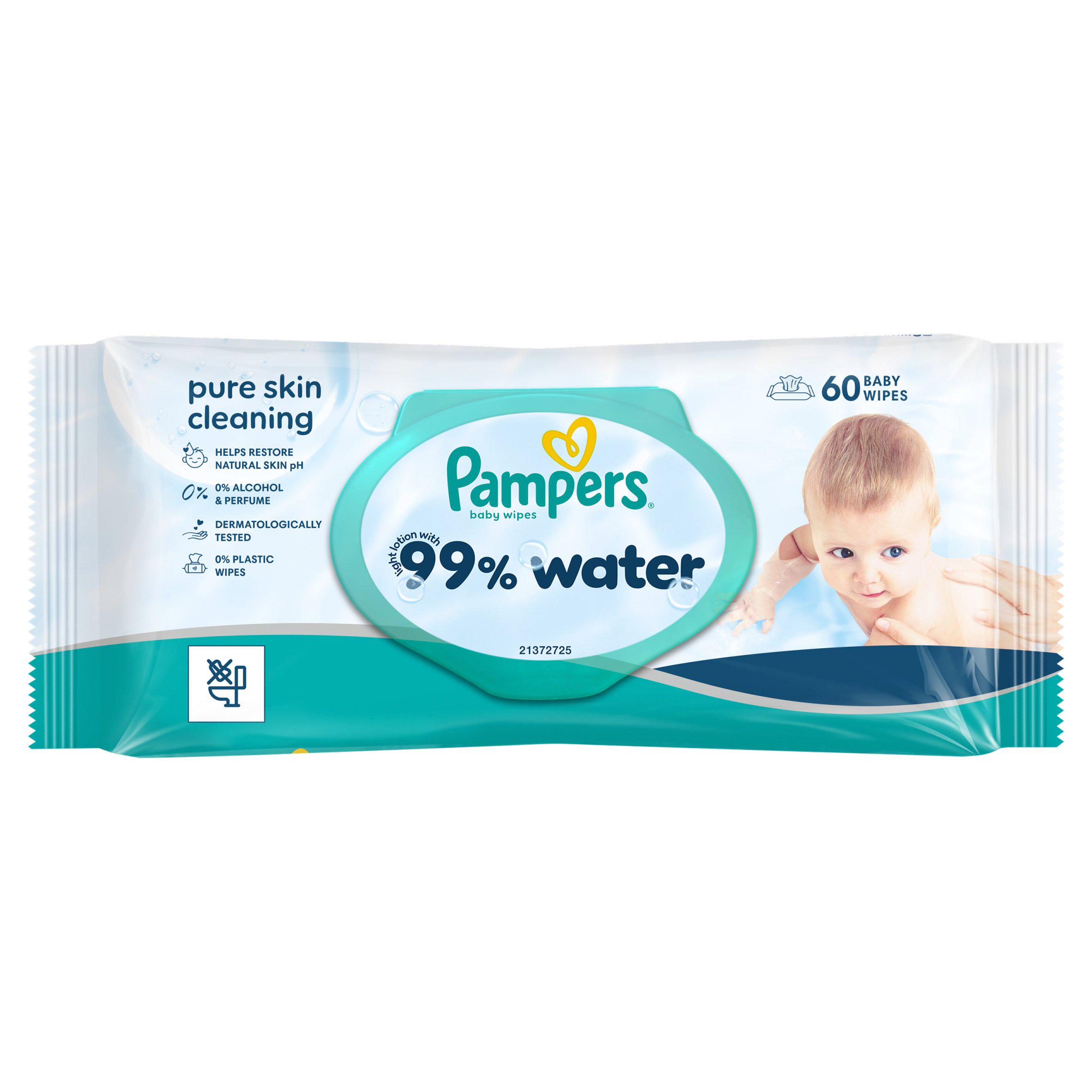 Pampers 99% Water 60 Baby Wet Wipes