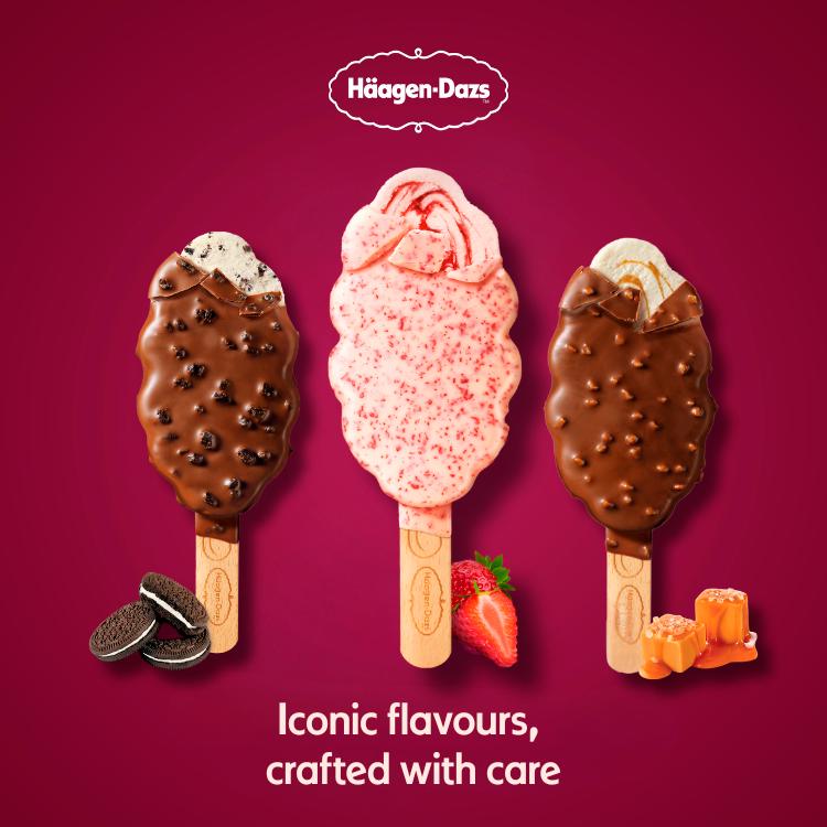 Haagen-Dazs  3 x Creamy Strawberry Ice Cream Sticks 204g thumbnail 3