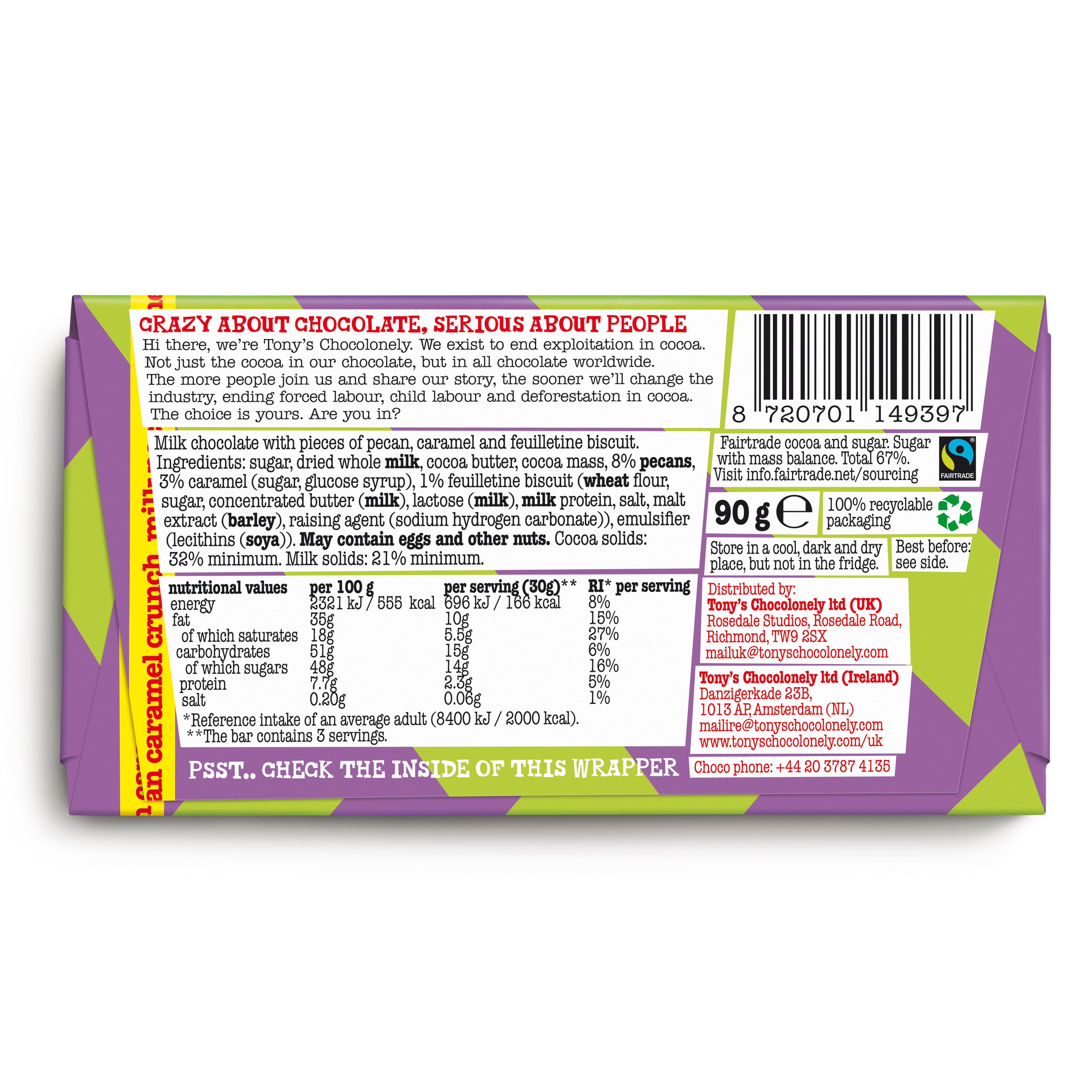 Tony's 90g Chocolonely Milk Chocolate Bar thumbnail 2
