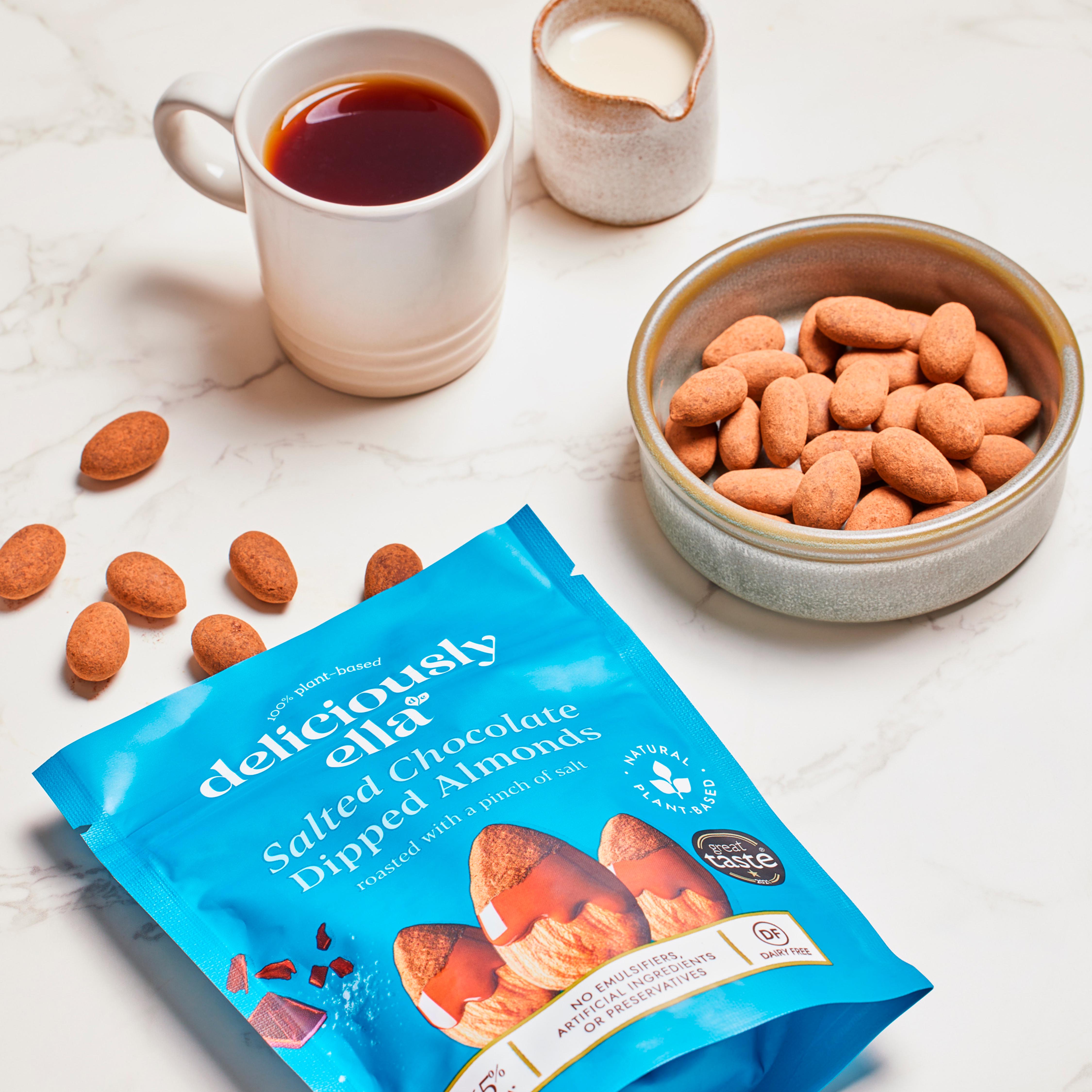 Deliciously Ella 81g Salted Chocolate Dipped Almond Snack Share Bag thumbnail 3