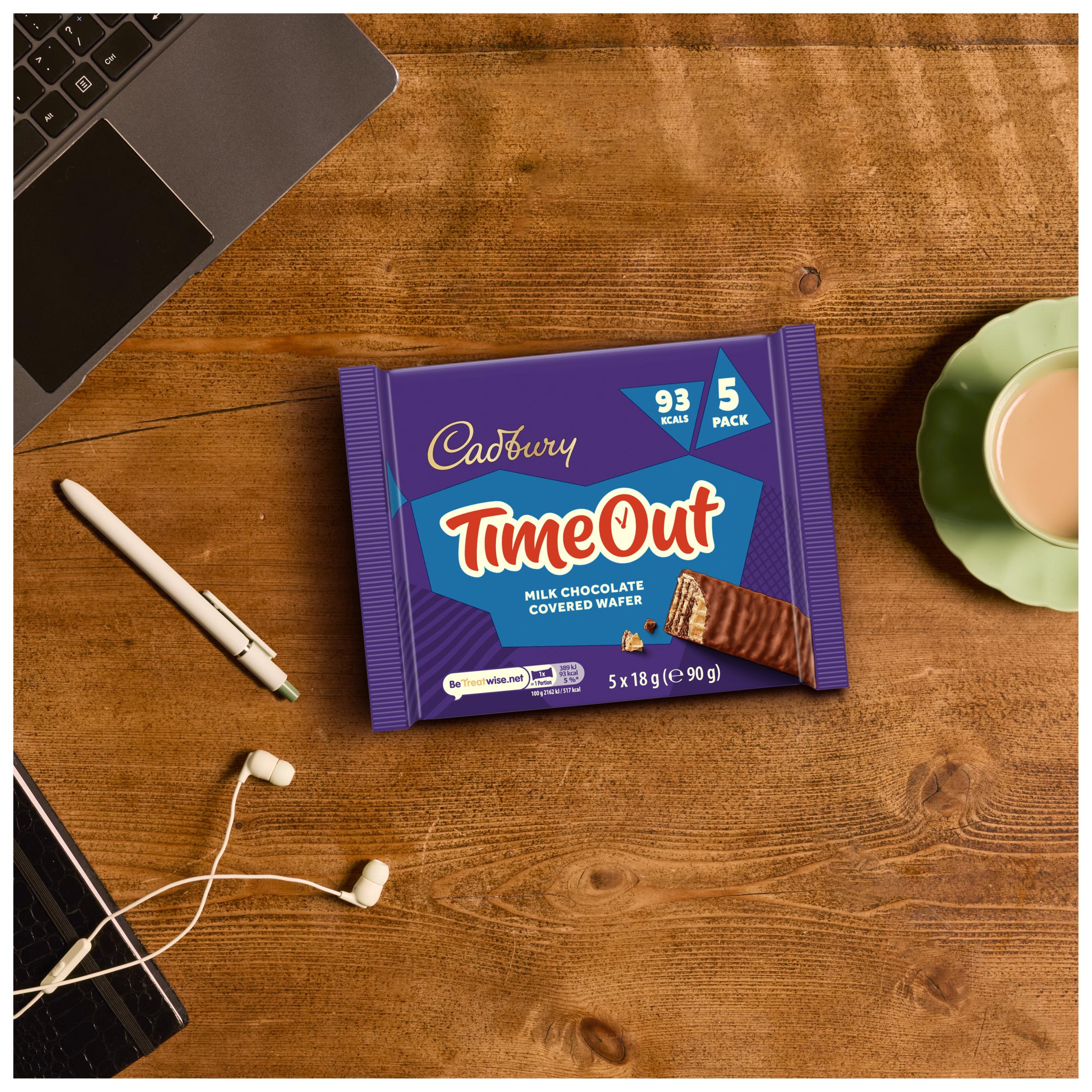 Cadbury Timeout 5 x Milk Chocolate Wafer Multipack Biscuit Bars 90g thumbnail 2