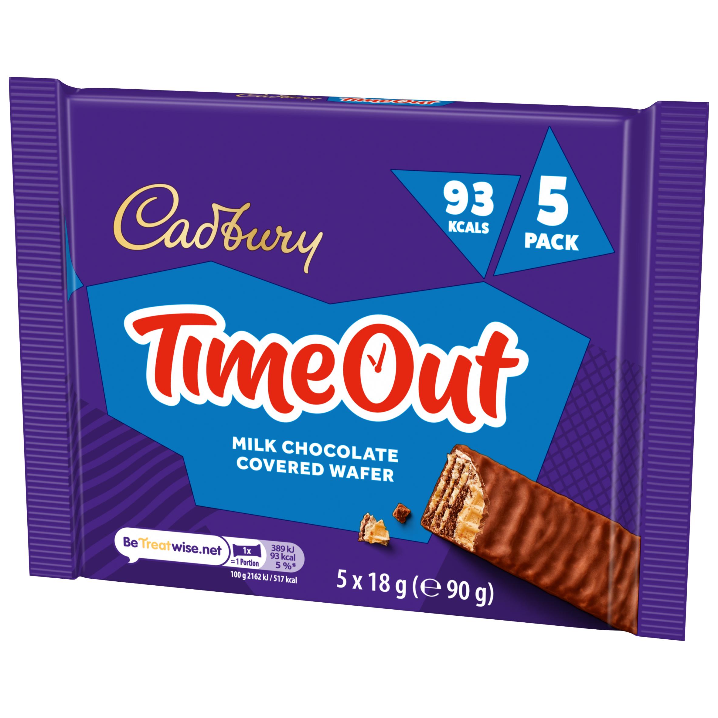 Cadbury Timeout 5 x Milk Chocolate Wafer Multipack Biscuit Bars 90g thumbnail 5