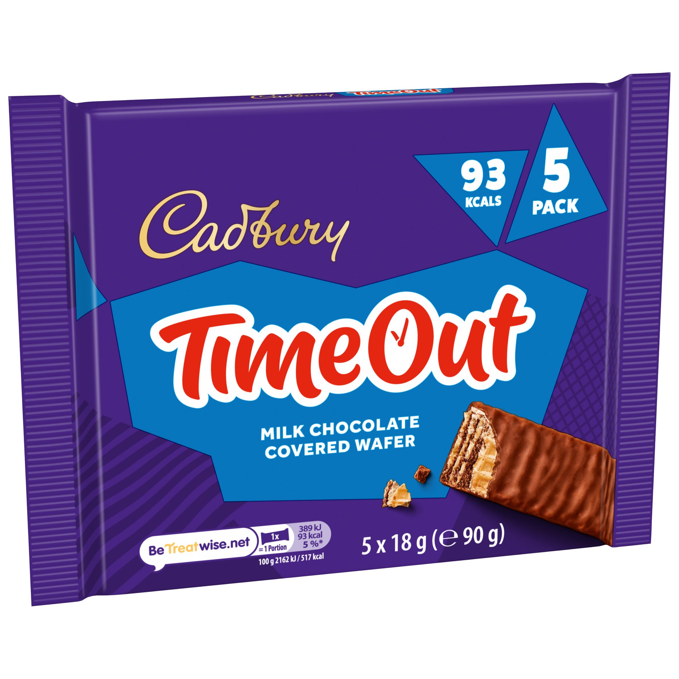 Cadbury Timeout 5 x Milk Chocolate Wafer Multipack Biscuit Bars 90g thumbnail 6