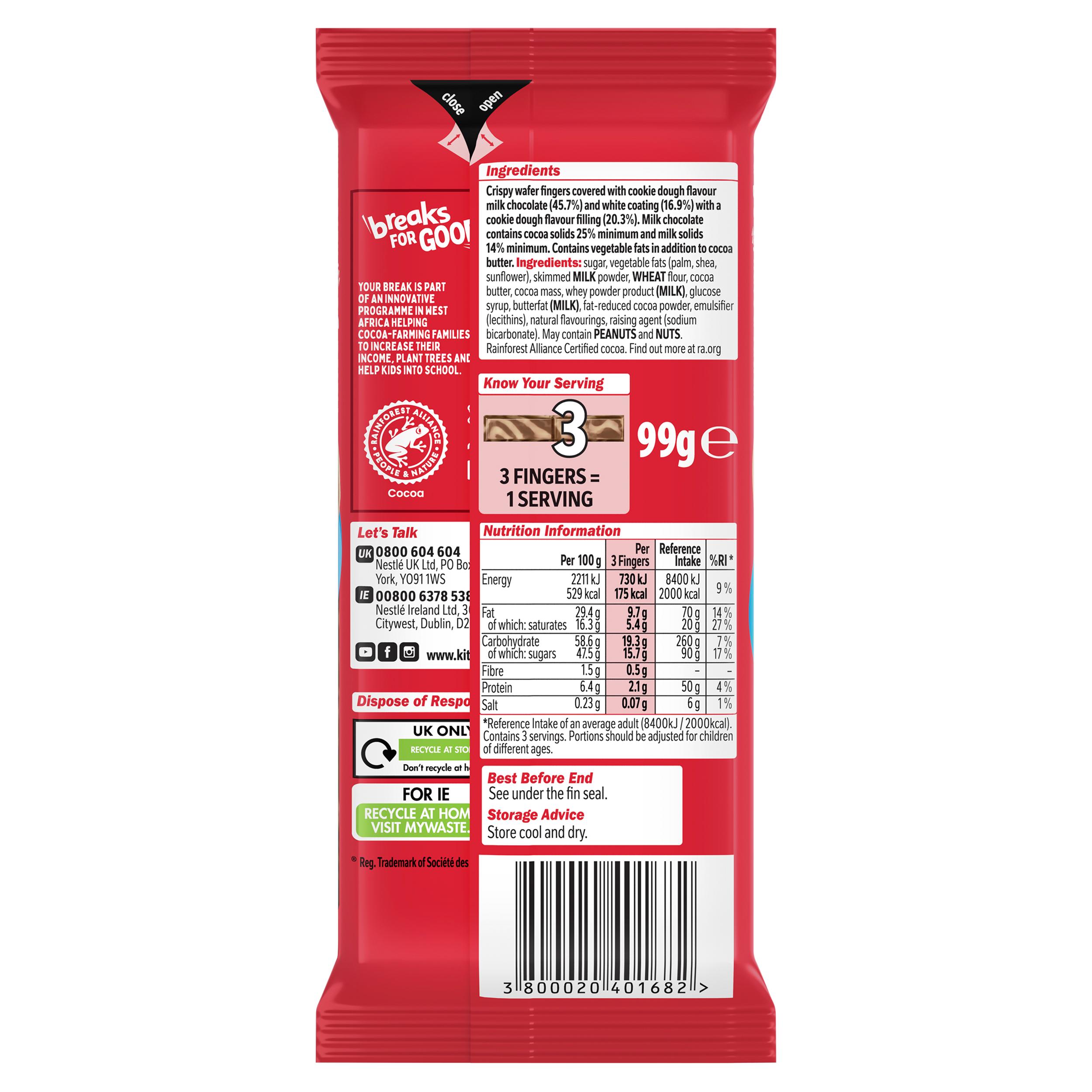 KitKat 99g Cookie Dough Flavour Chocolate Sharing Bar thumbnail 3