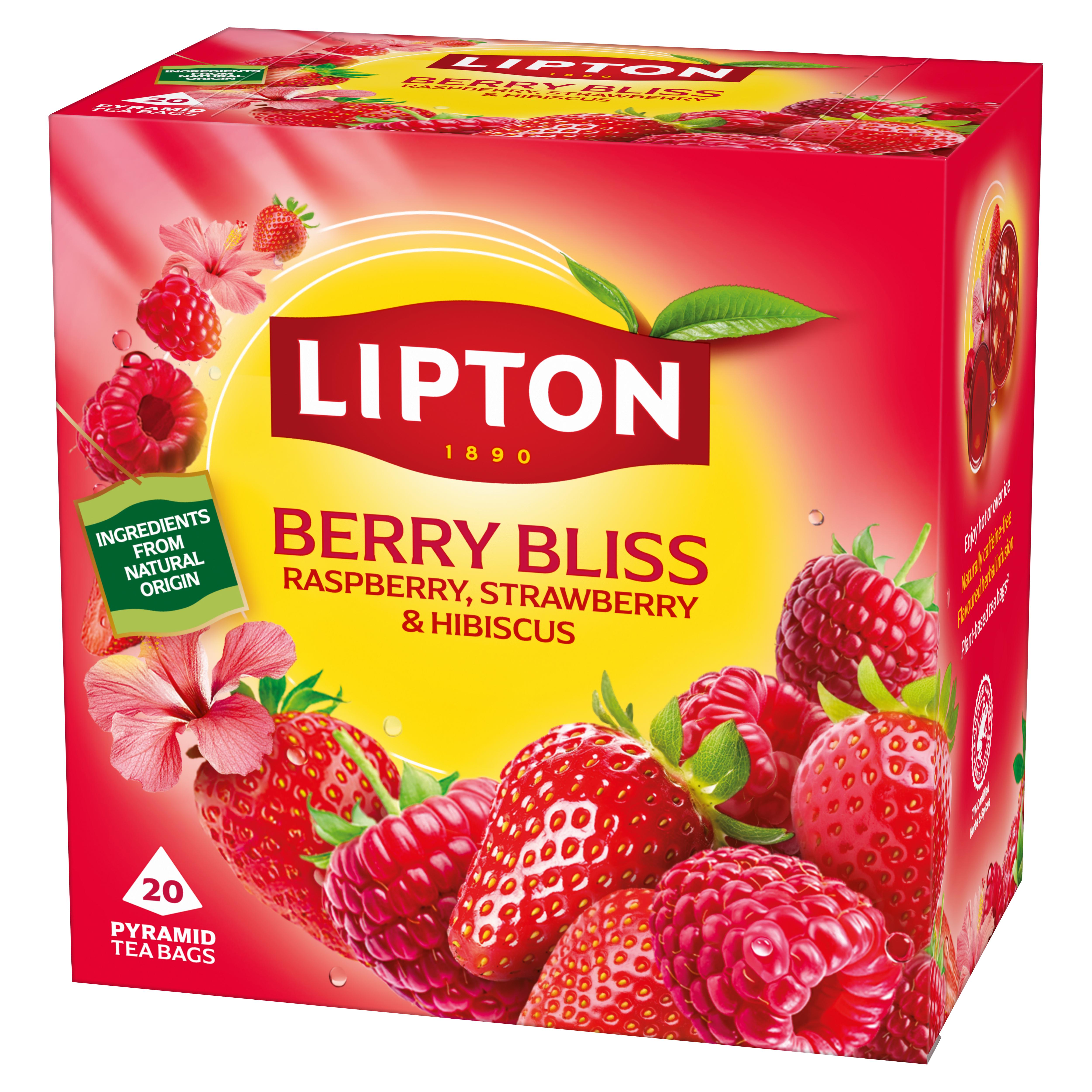 Lipton Berry Bliss 20 x 2.1g Raspberry, Strawberry & Hibiscus Pyramid Tea Bags thumbnail 2