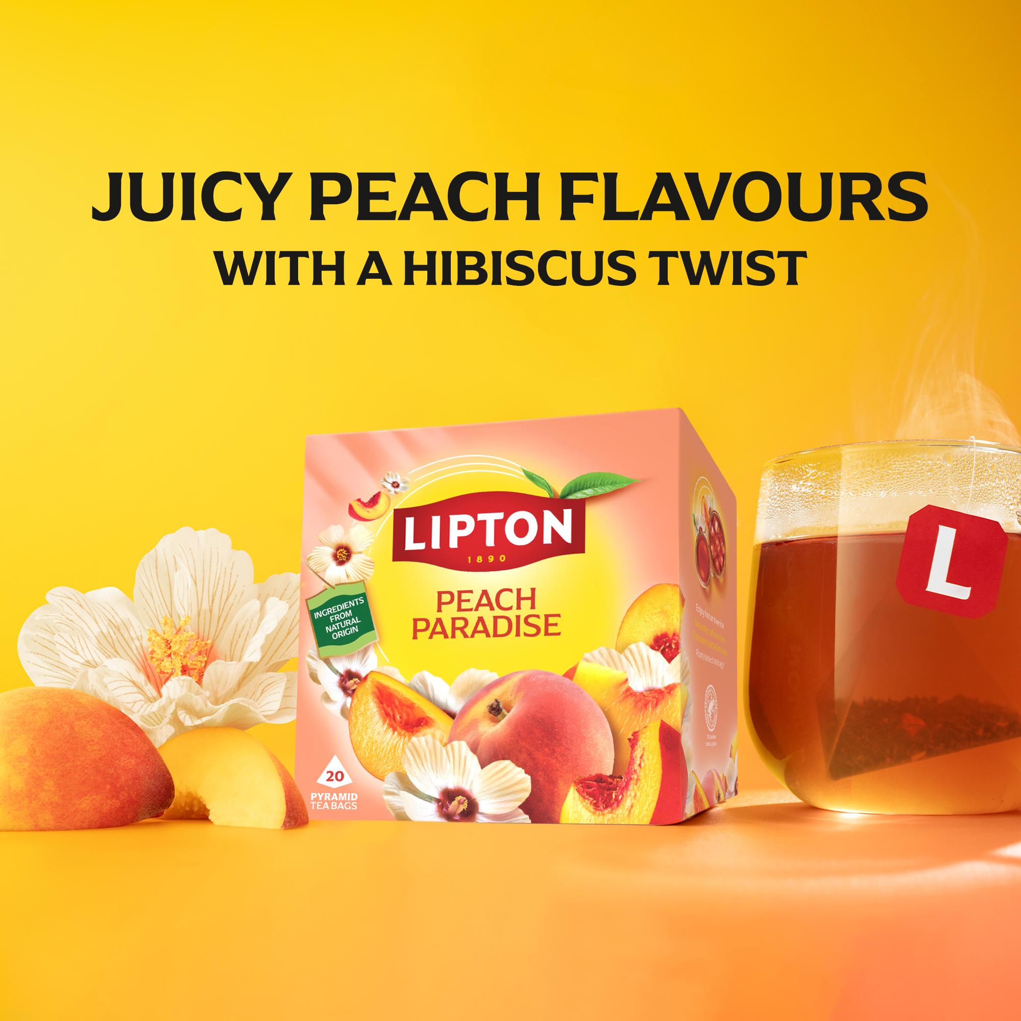 Lipton Peach Paradise 20 x 2.3g Peach & White Hibiscus Pyramid Tea Bags thumbnail 3