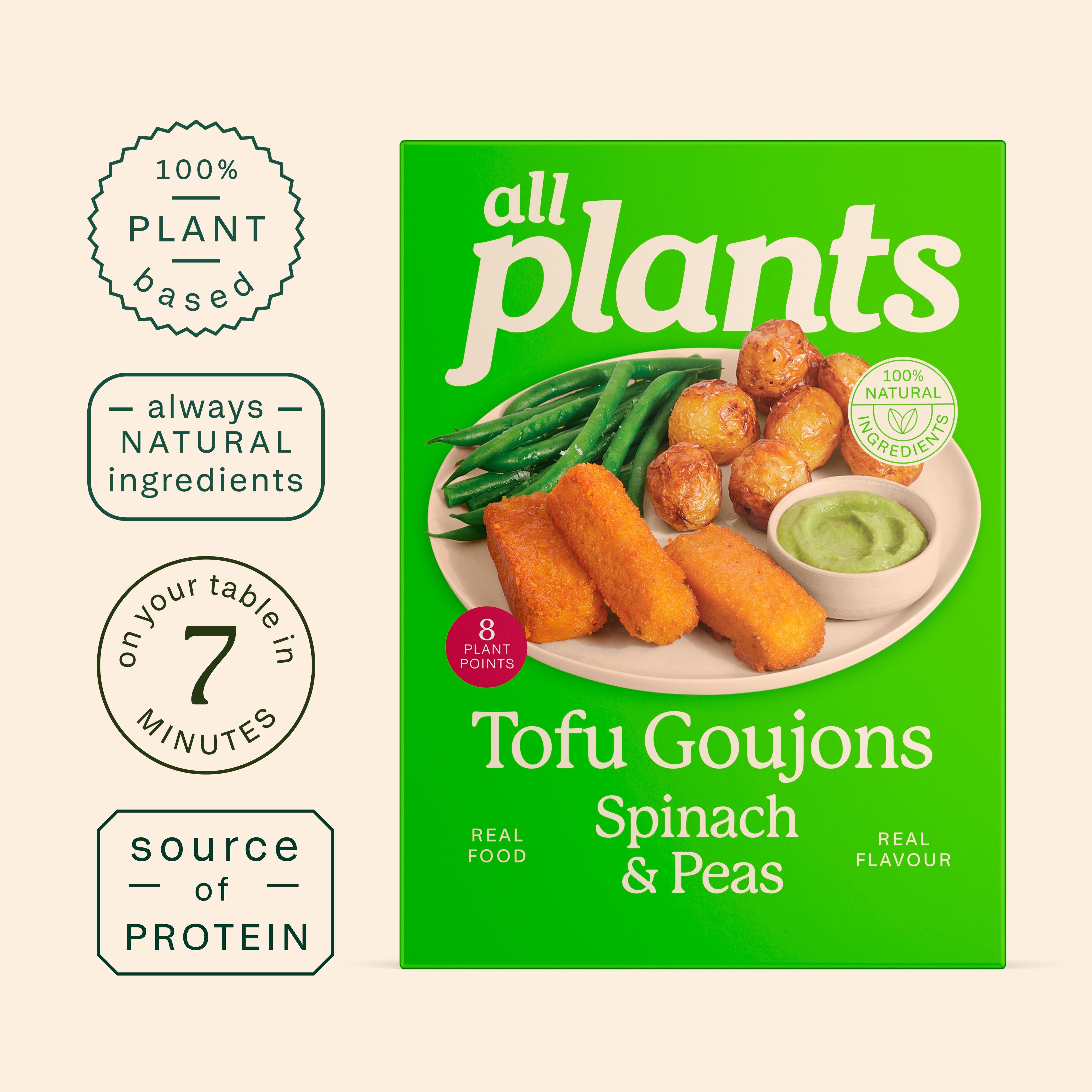 all plants 160g Spinach & Peas Tofu Goujons thumbnail 3