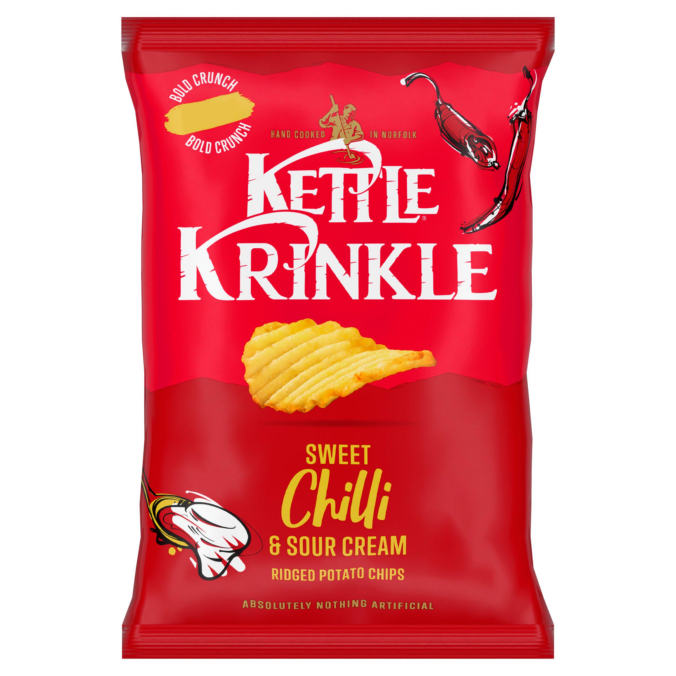 Kettle Krinkle 130g Sweet Chilli & Sour Cream Ridged Potato Chips