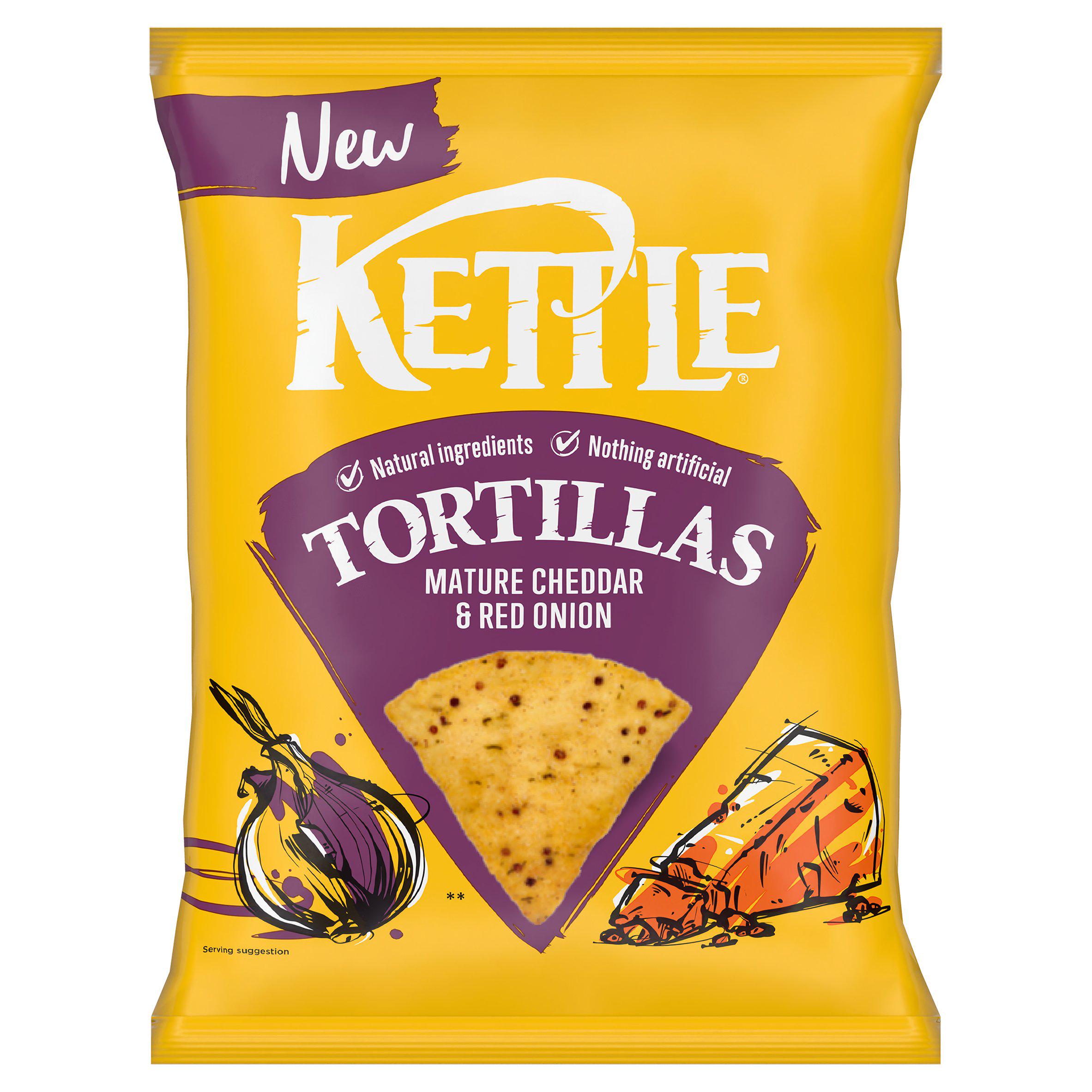 Kettle Mature 140g Cheddar & Red Onion Tortillas Chips