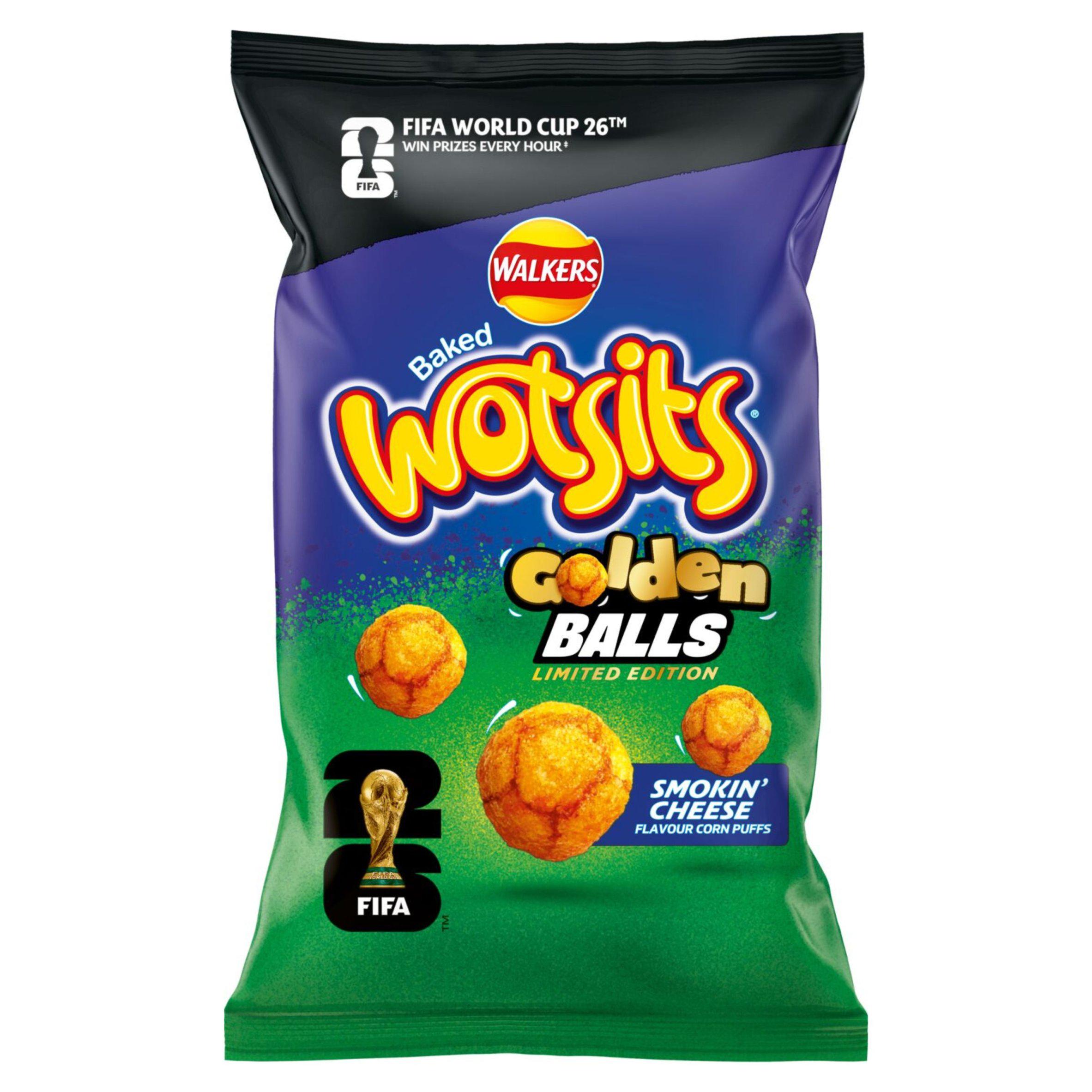 Walkers Wotsits 130g Golden Balls Smokin Cheese Puffs Sharing Crisps