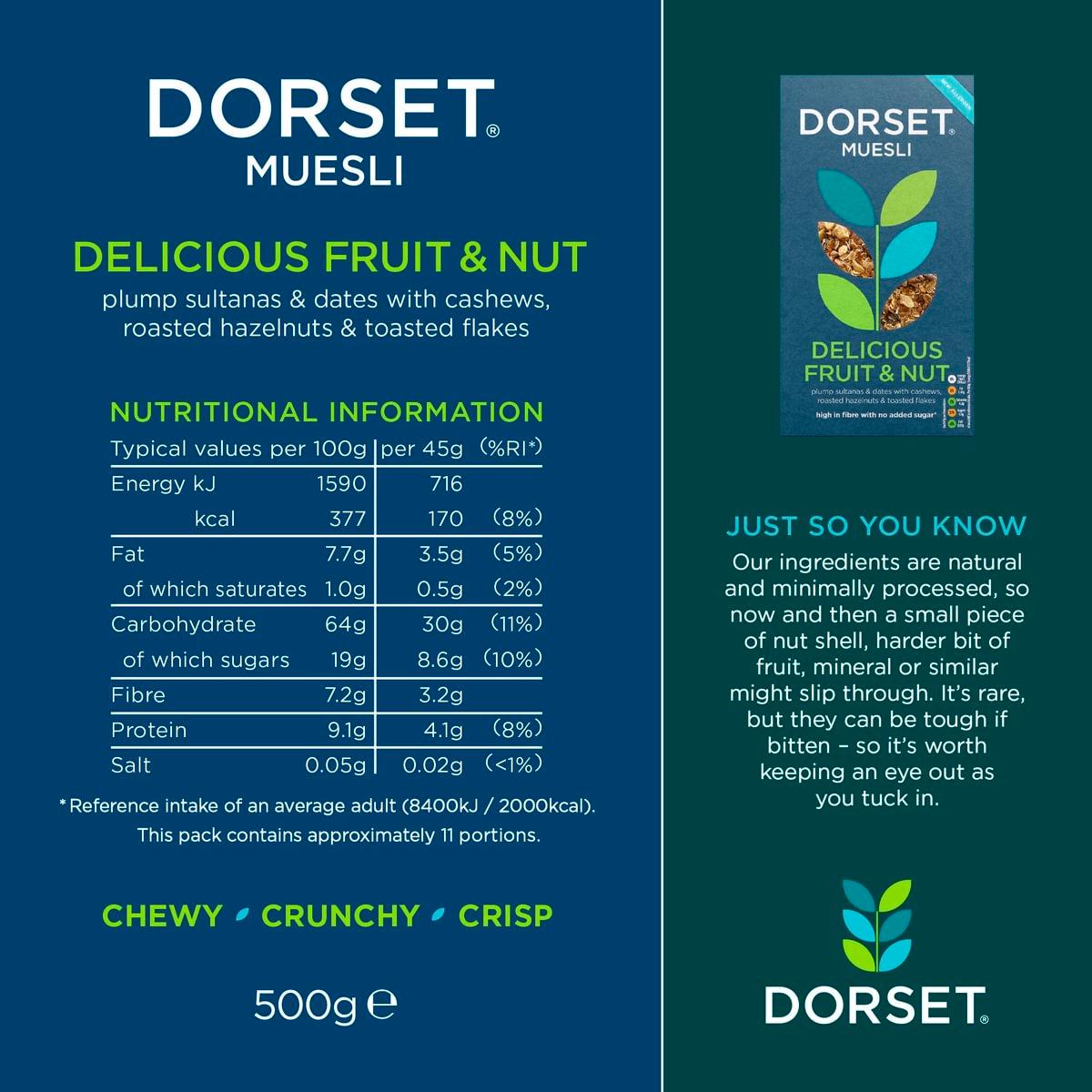 Dorset Cereals 500g Fruit & Nut Breakfast Muesli thumbnail 5