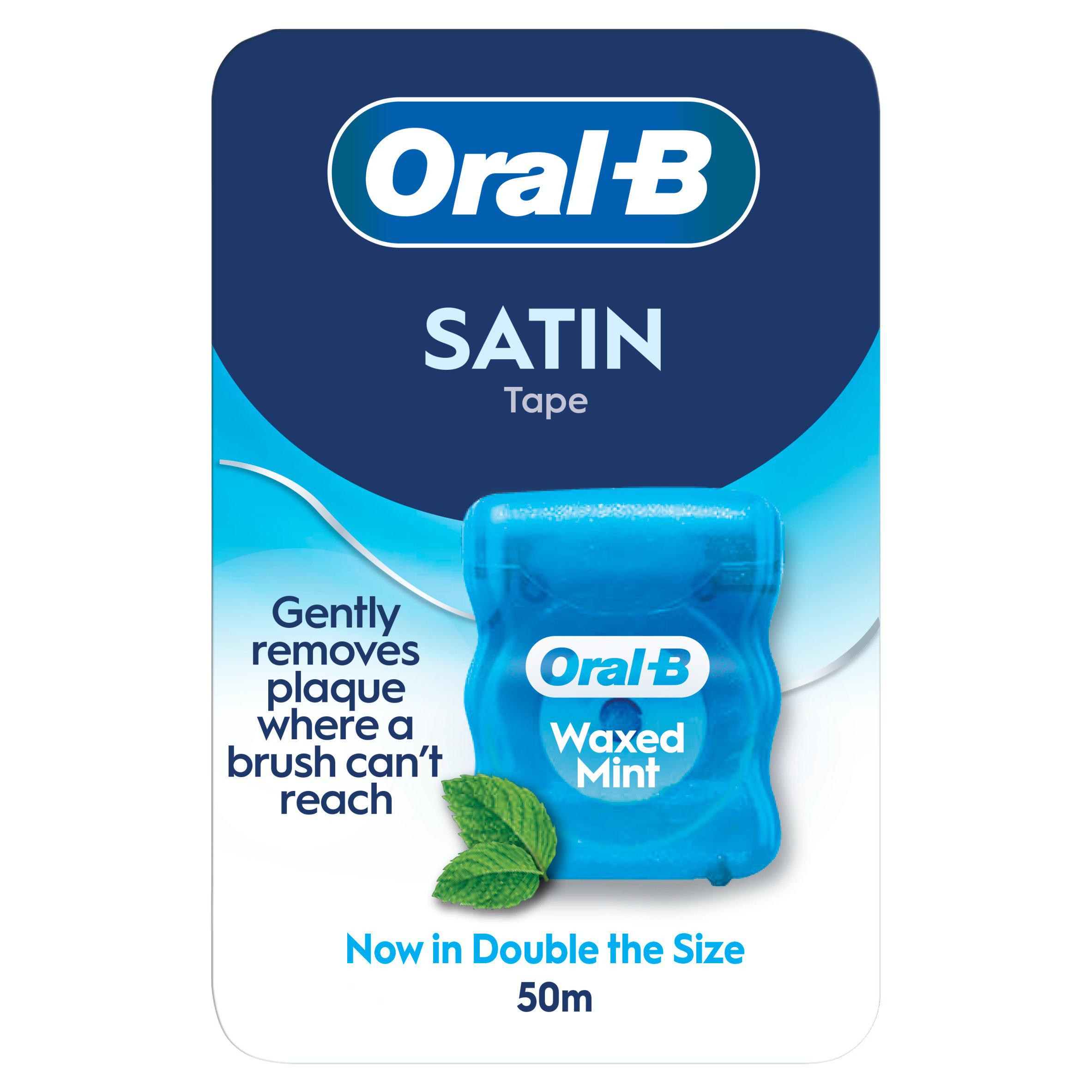 Oral-B Satin 50m Mint Flavour Waxed Tape Dental Floss