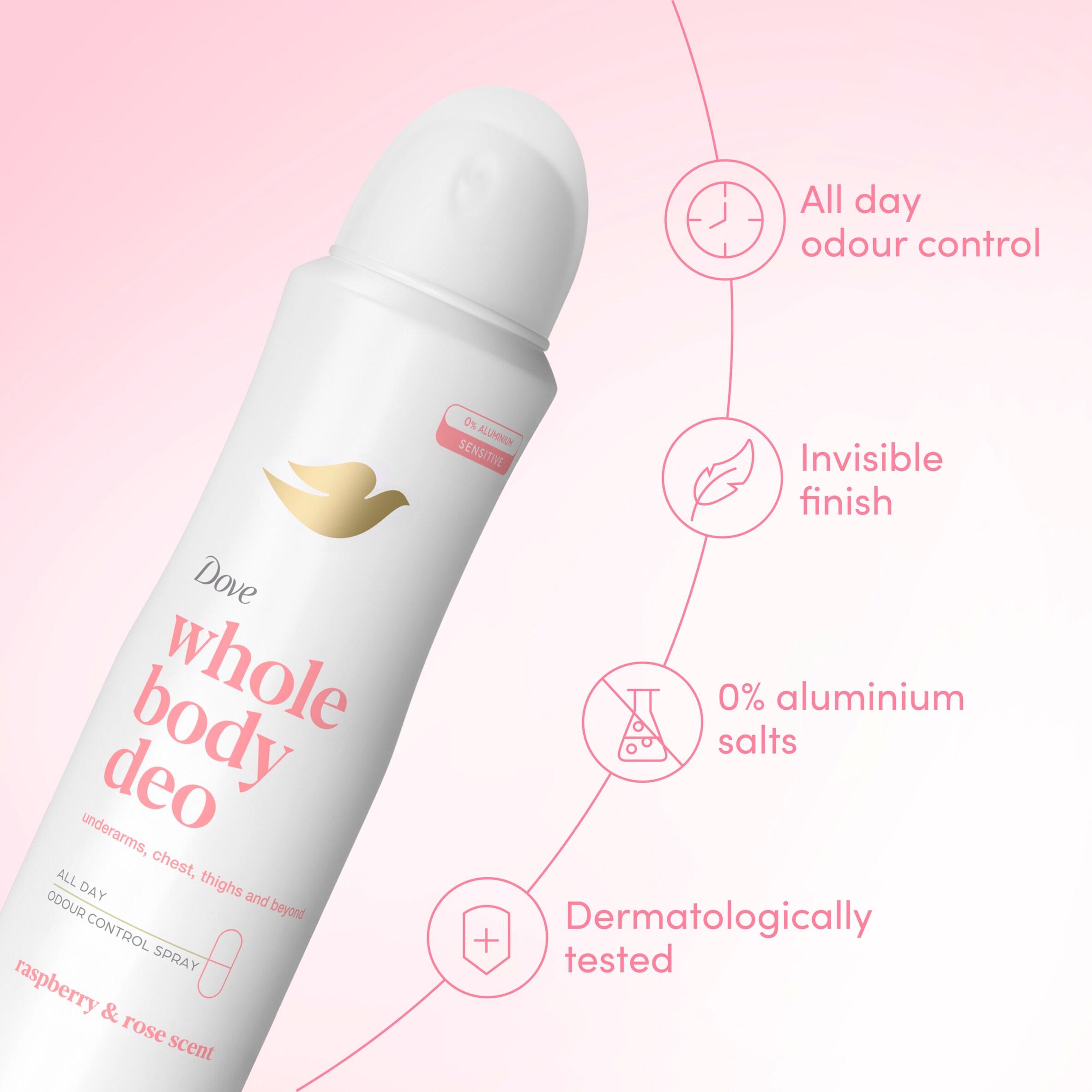Dove 150ml Raspberry & Rose Whole Body Deodorant Spray thumbnail 2