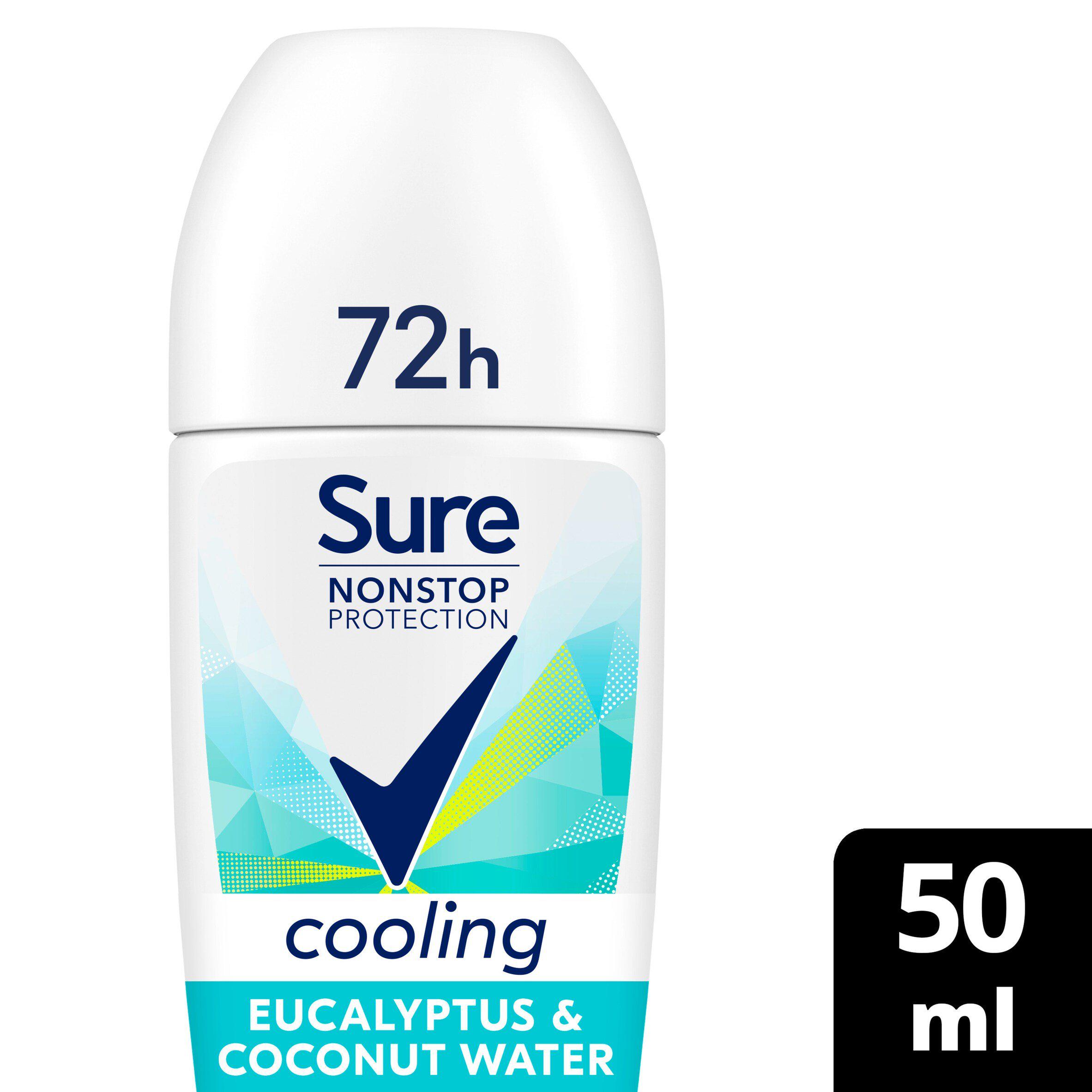 Sure Women 50ml Eucalyptus & Coconut Nonstop Protection Water Antiperspirant Roll on Deodorant