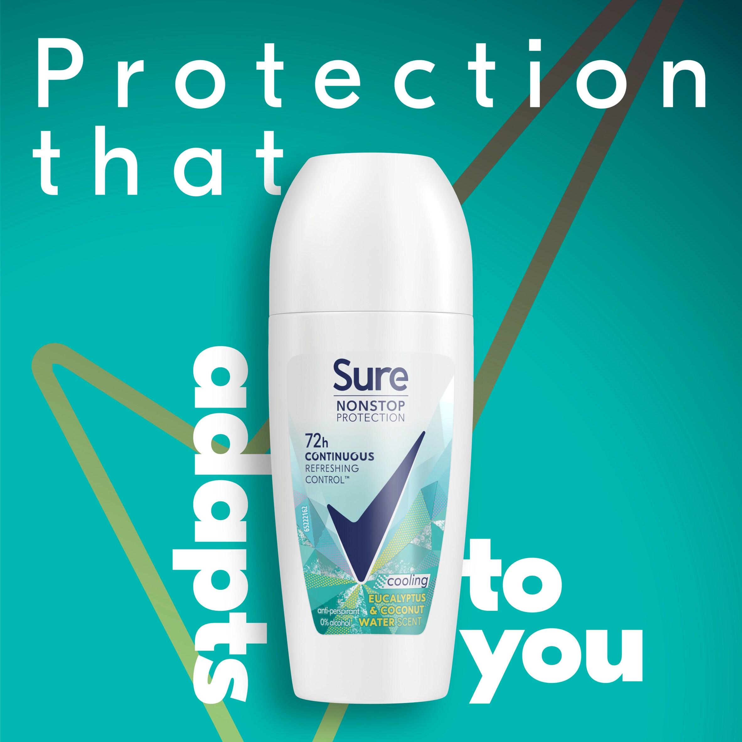 Sure Women 50ml Eucalyptus & Coconut Nonstop Protection Water Antiperspirant Roll on Deodorant thumbnail 2