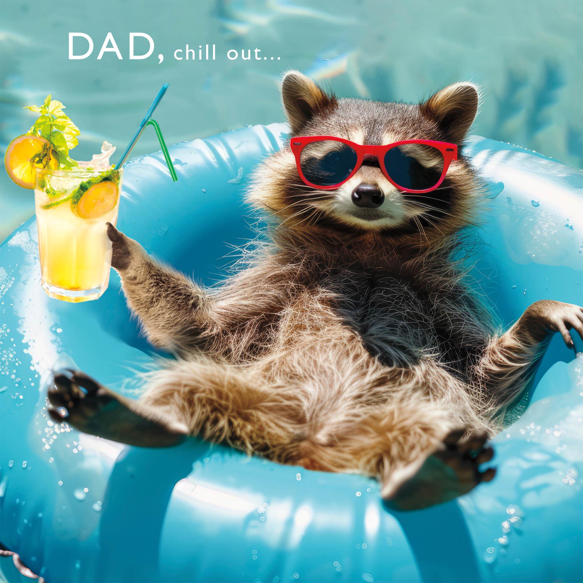 Camden Graphics Photographic Dad Relaxing Racoon Design Father's Day Greeting Card