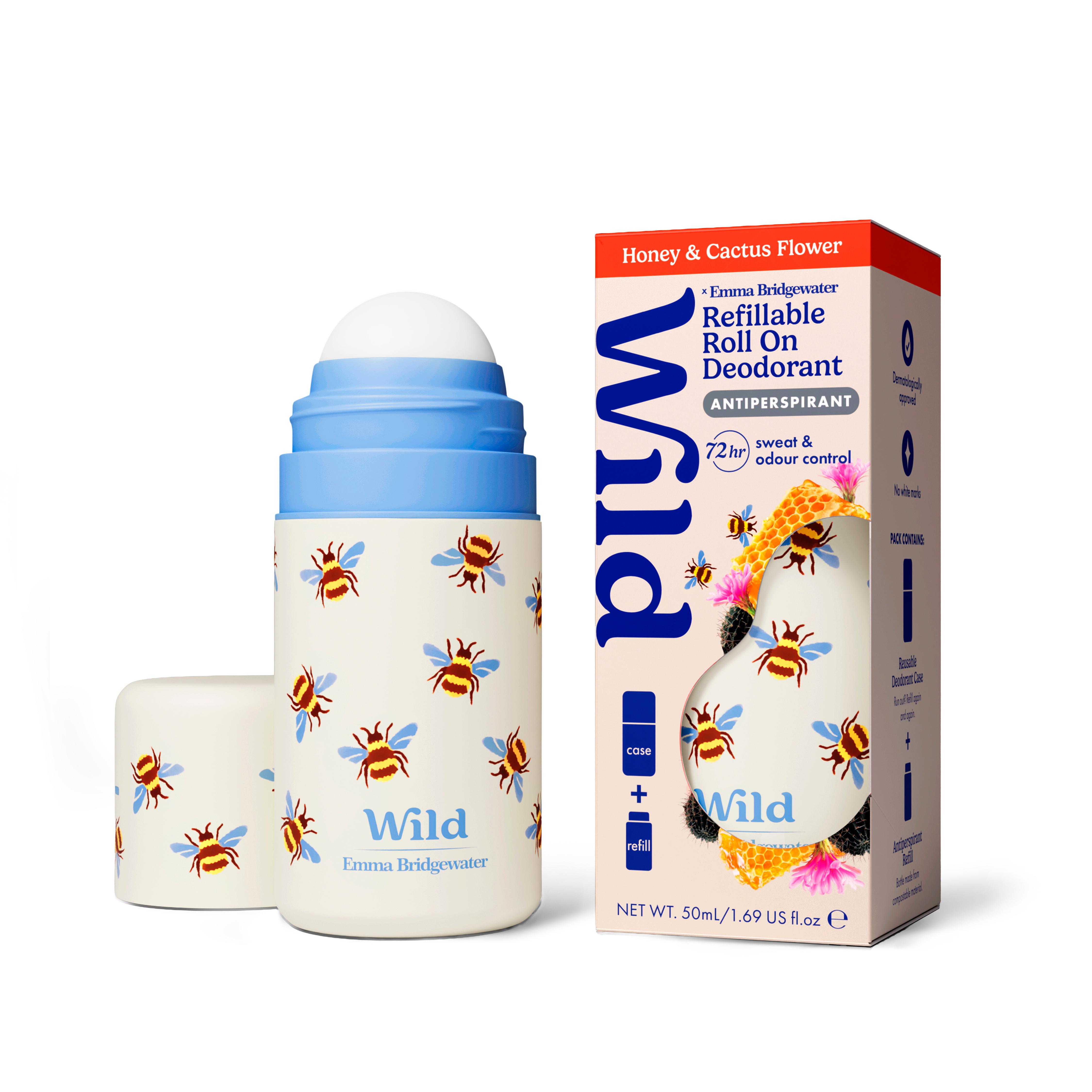 Wild 50ml Emma Bridgewater Honey & Cactus Flower Refillable Antiperspirant Deodorant Starter Pack thumbnail 2