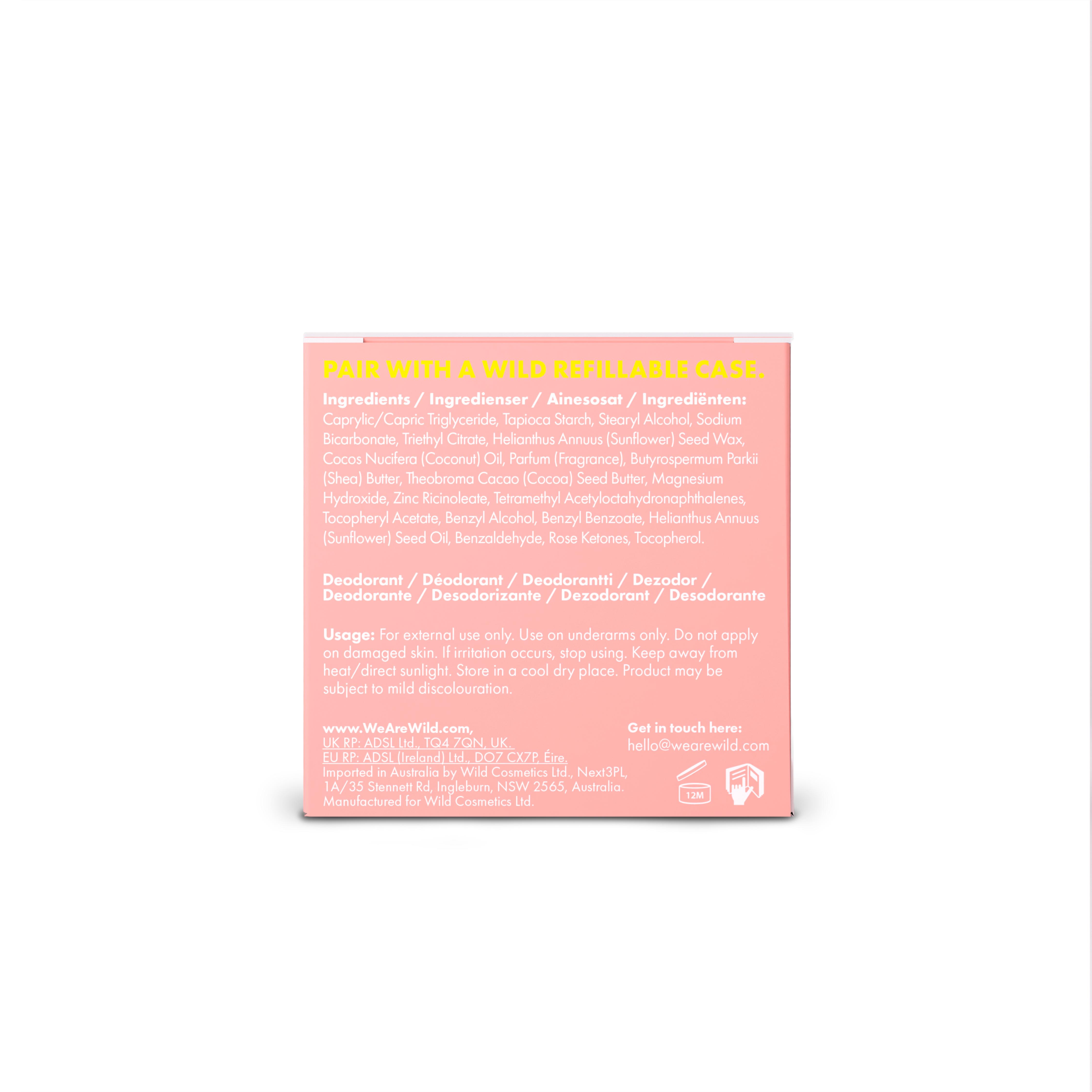 Wild 40g Vanilla Bean & Buttercream Aluminium Free Refillable Natural Deodorant Refill thumbnail 3