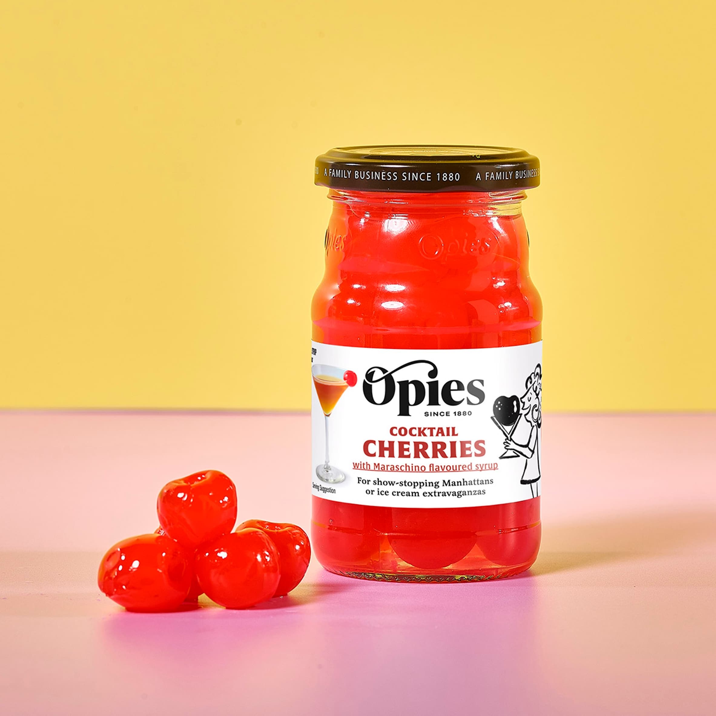 Opies Cocktail Cherries Maraschino 225G thumbnail 2