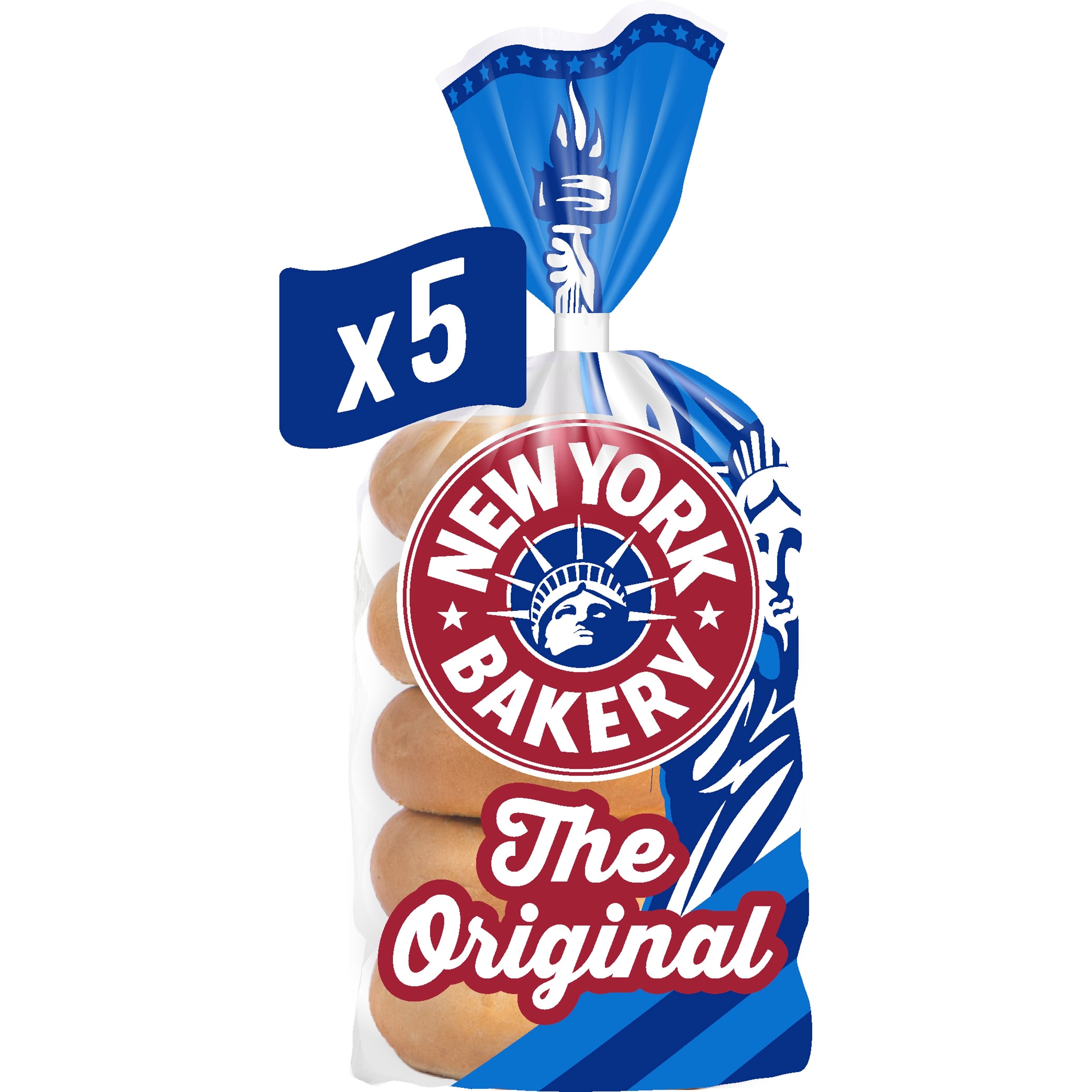 New York Bakery Co The Original Plain Bagels 5 Pack thumbnail 2