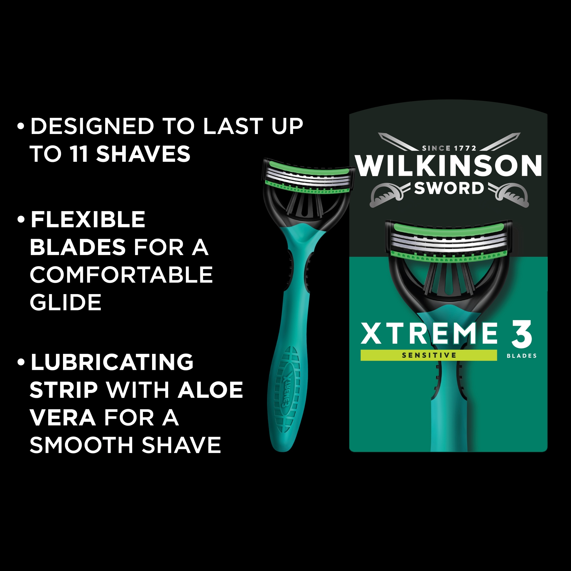 Wilkinson Sword Xtreme 3 Sensitive Comfort Men's Disposable Razors x4 thumbnail 2
