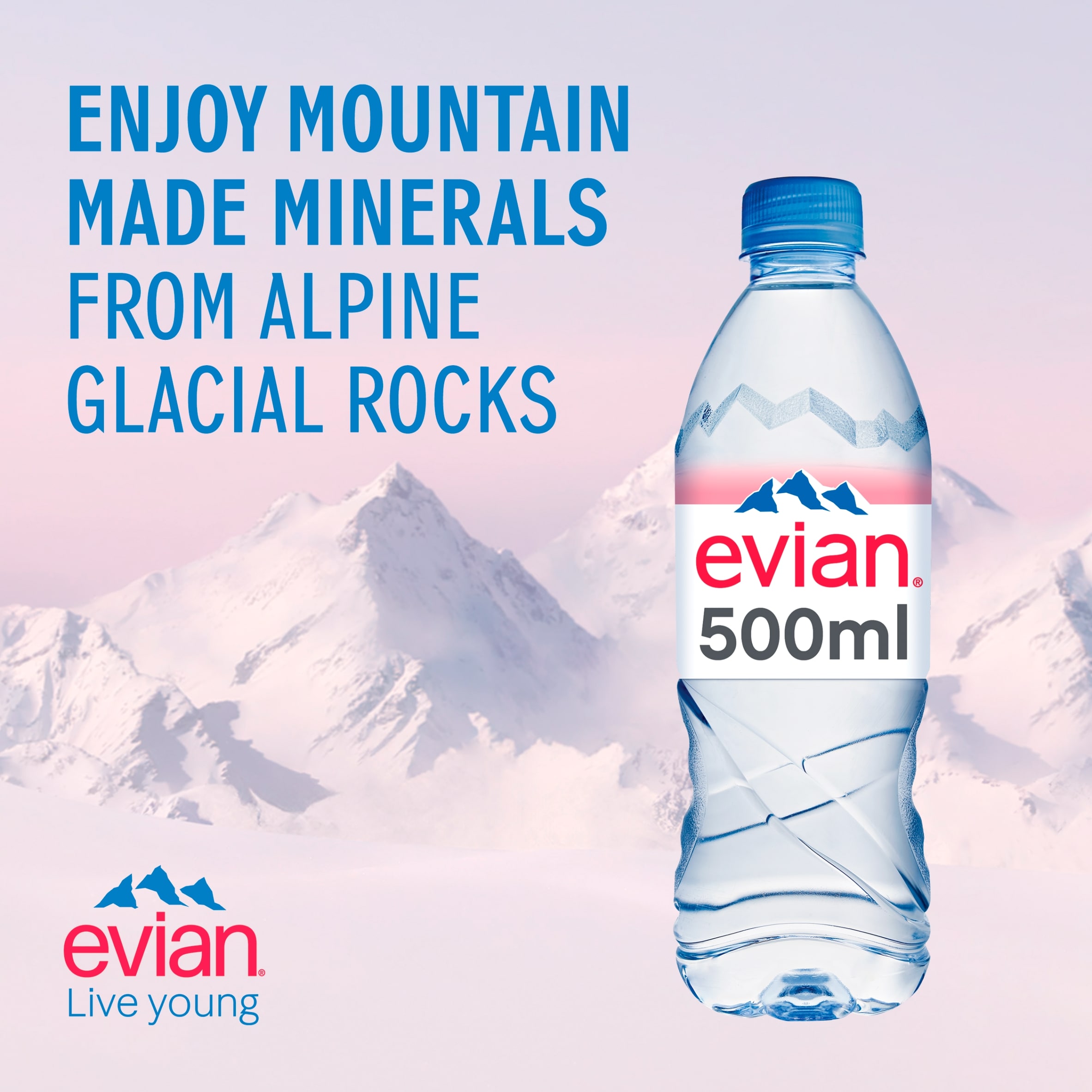 Evian Natural Bottled Mineral Still Water 500ml thumbnail 2