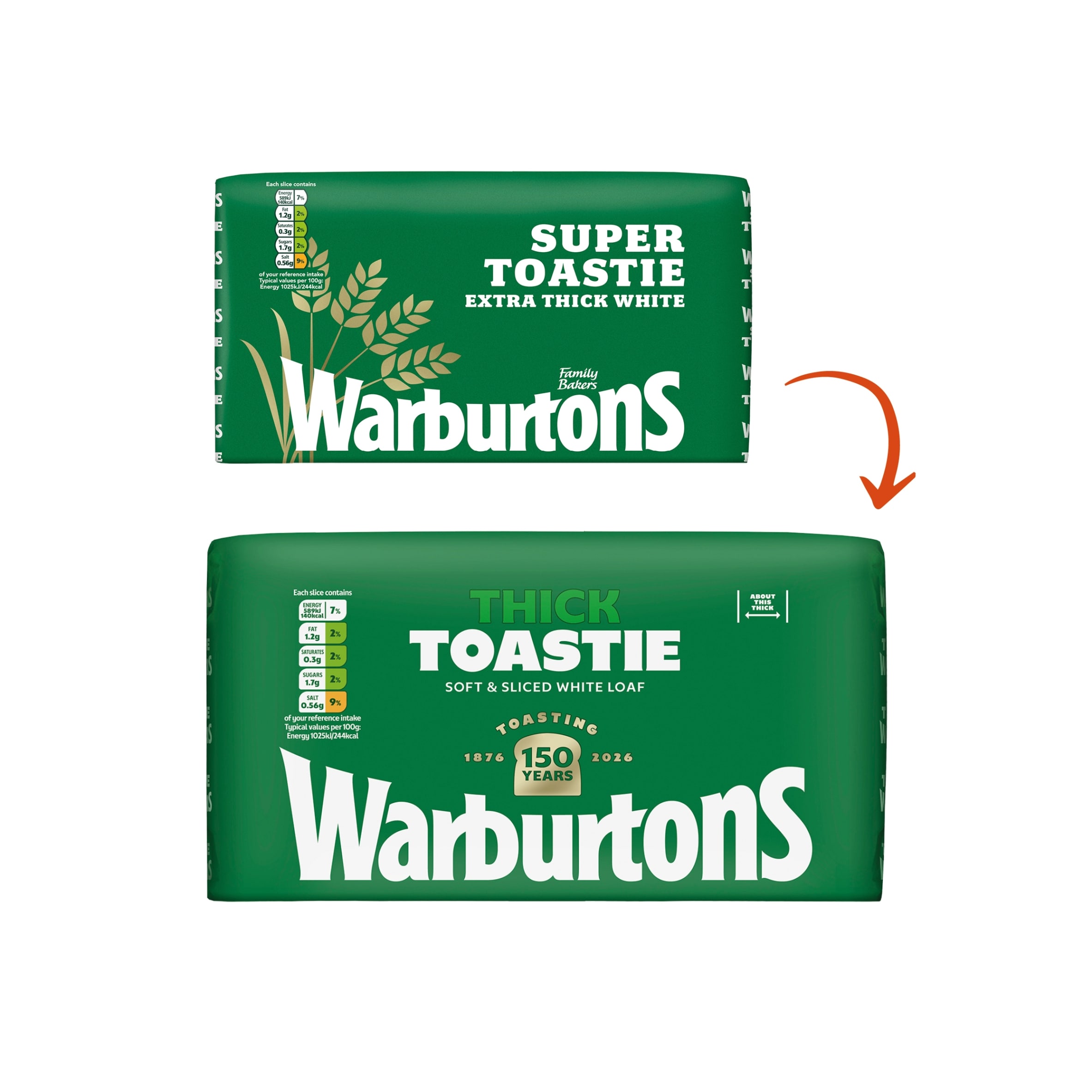 Warburtons Super Toastie Extra Thick Sliced White Bread 800g thumbnail 2