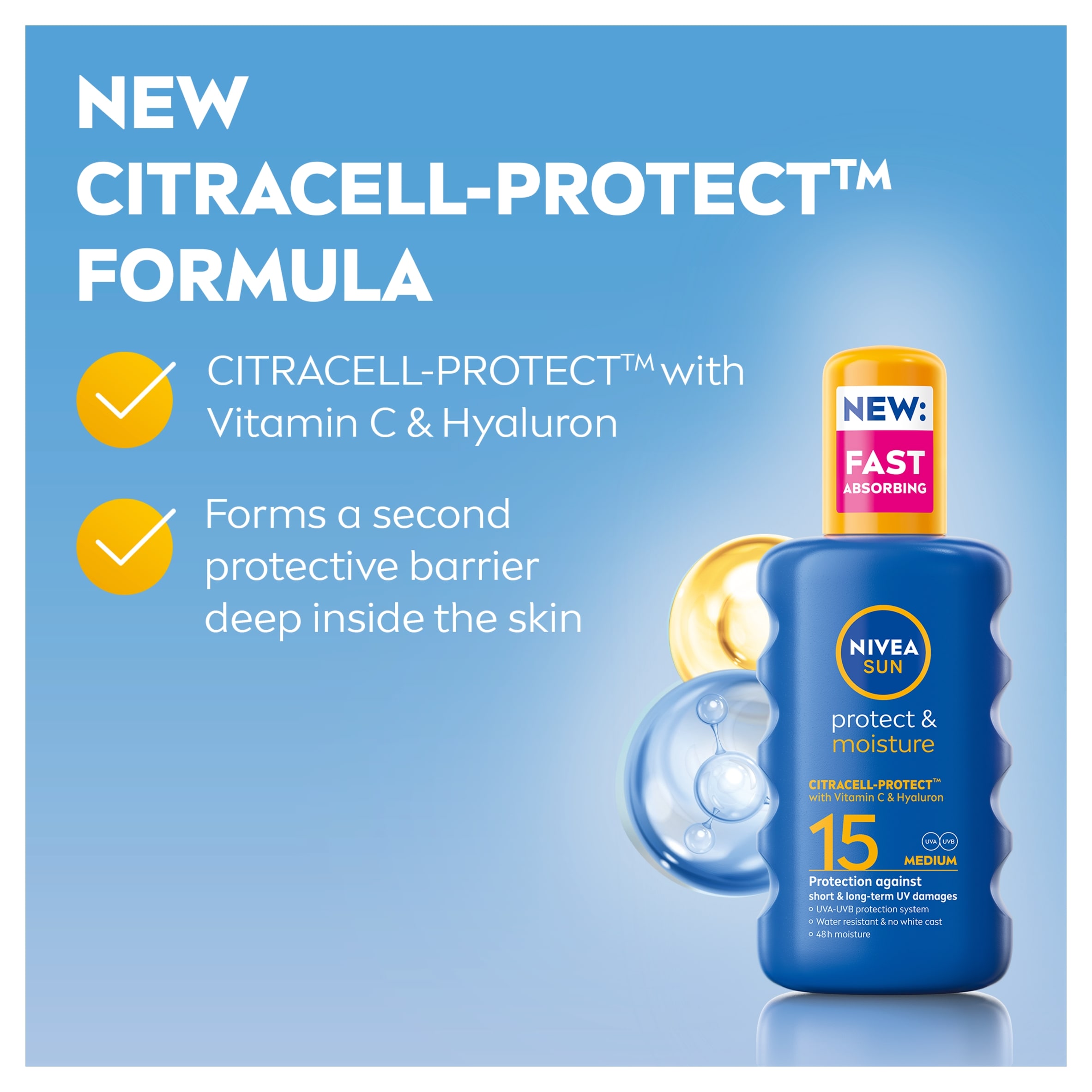 NIVEA SUN Protect & Moisture Sun Cream Spray SPF15 200ml thumbnail 2