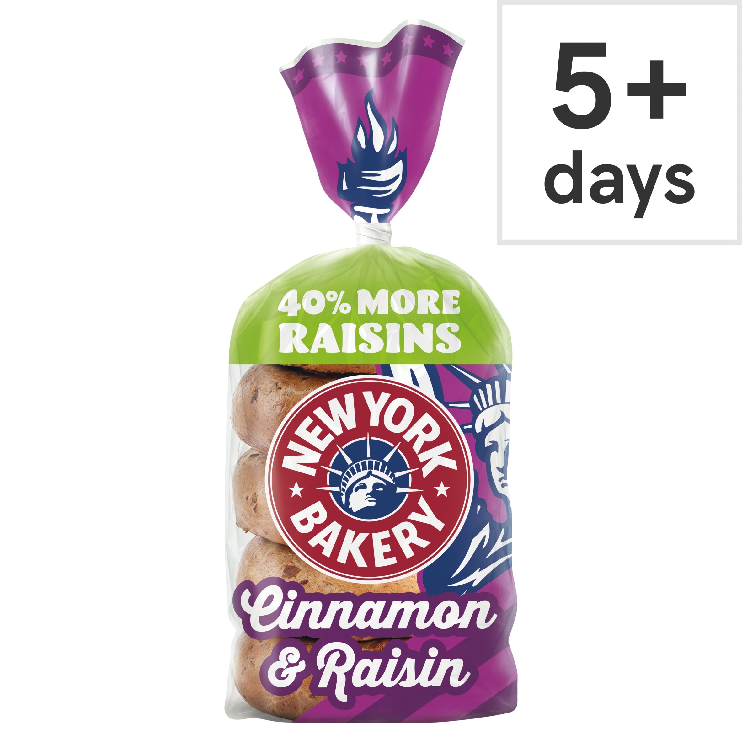 New York Bakery Co Cinnamon & Raisin Bagels 5 Pack