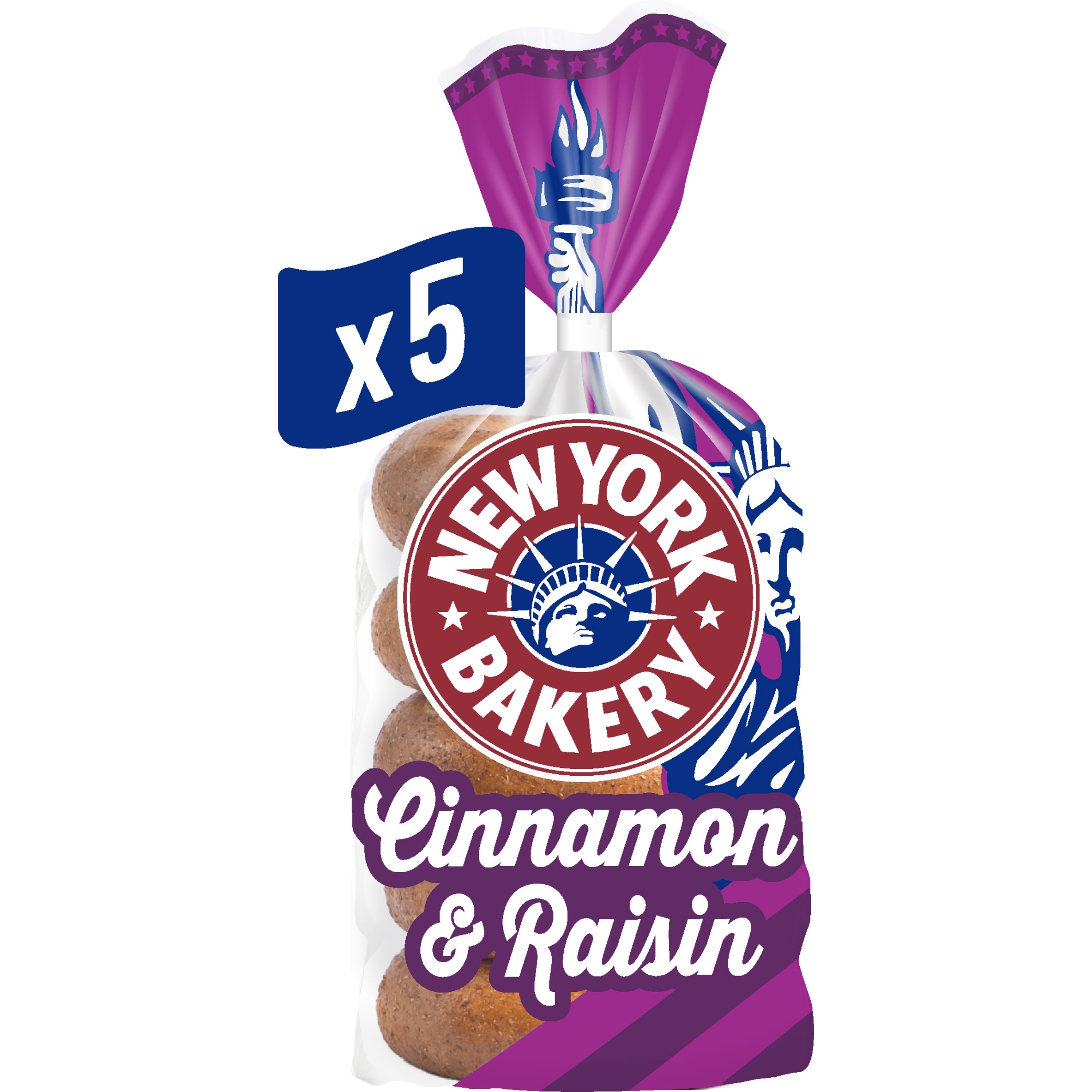 New York Bakery Co Cinnamon & Raisin Bagels 5 Pack thumbnail 3