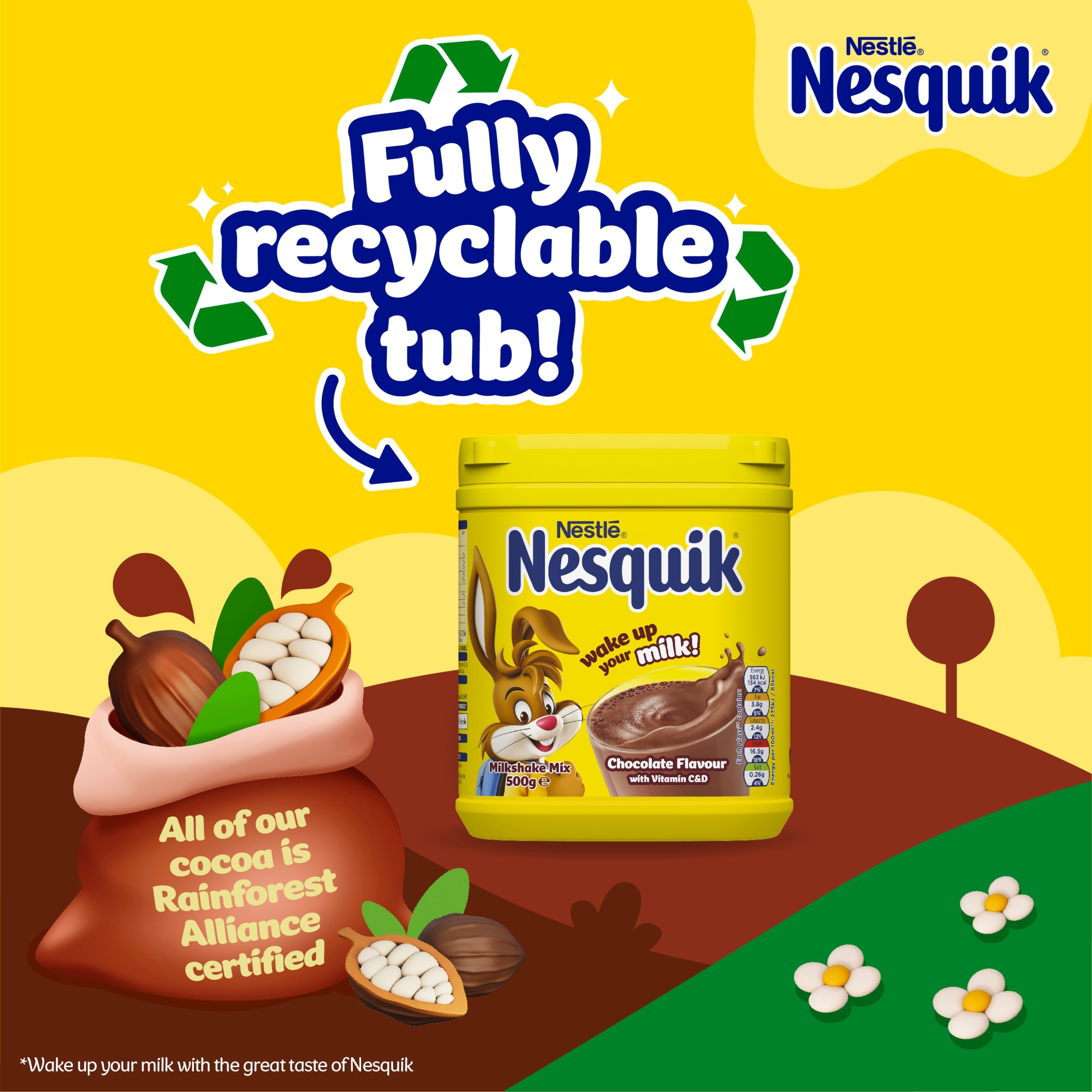 Nesquik Chocolate Flavoured Milkshake Powder 500g Tub thumbnail 4