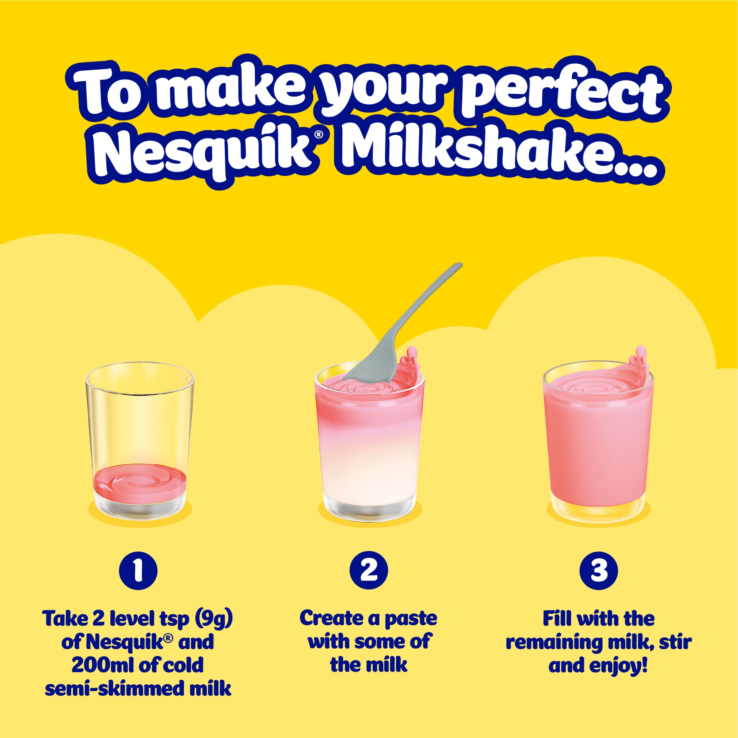 Nesquik Strawberry Flavoured Milkshake Powder 500g Tub thumbnail 3