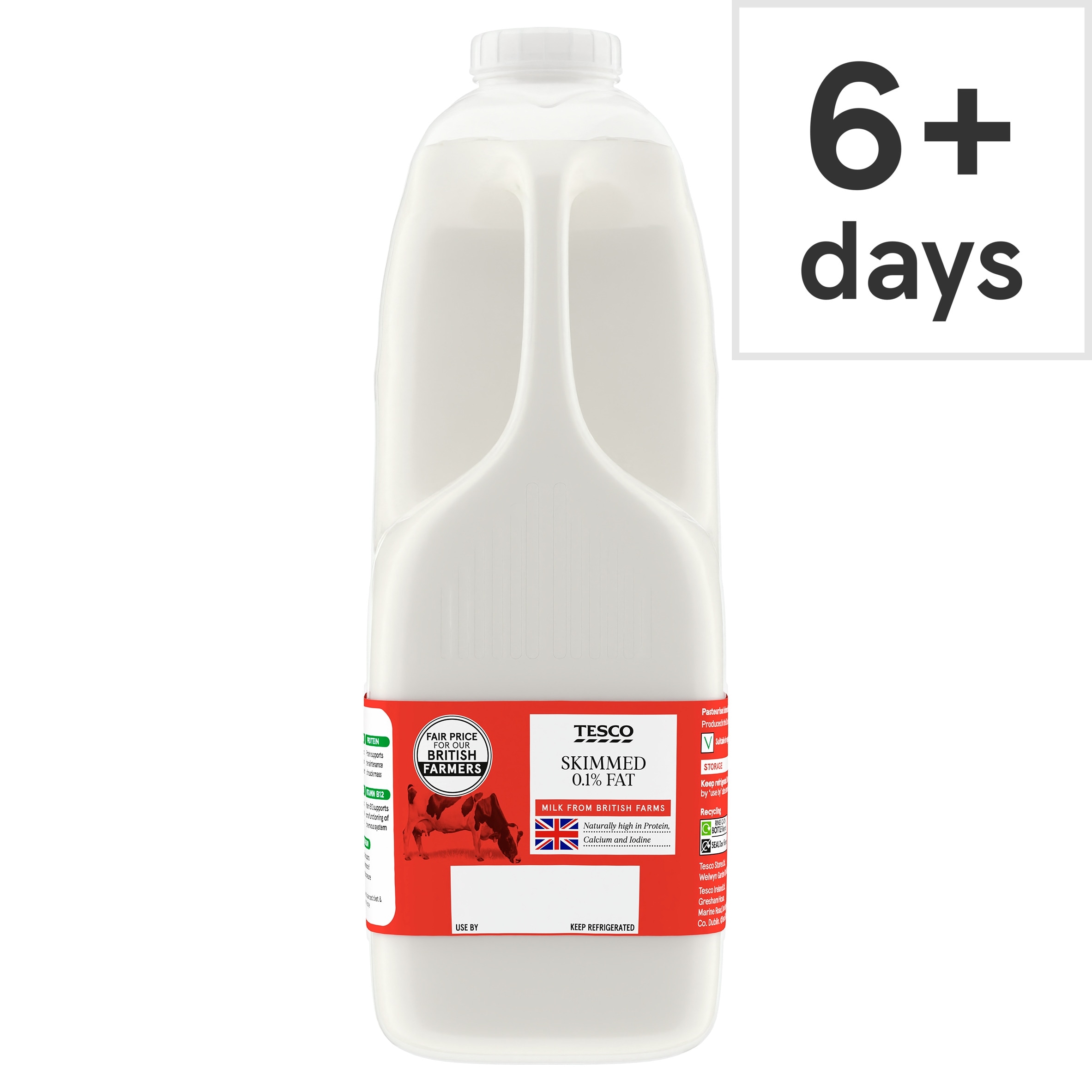 Tesco British Skimmed Milk 2.272L, 4 Pints