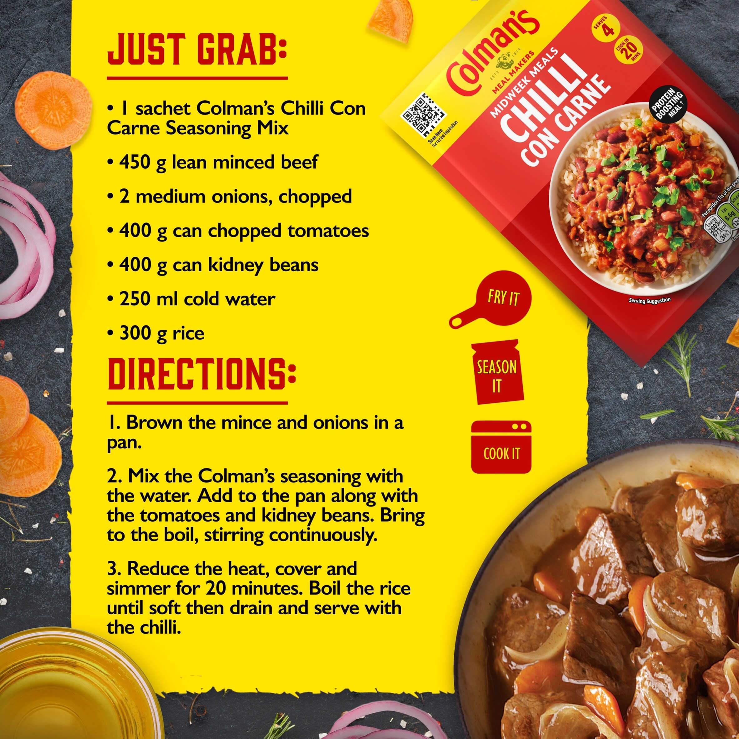 Colman's Chilli Con Carne Recipe Mix 50G thumbnail 4