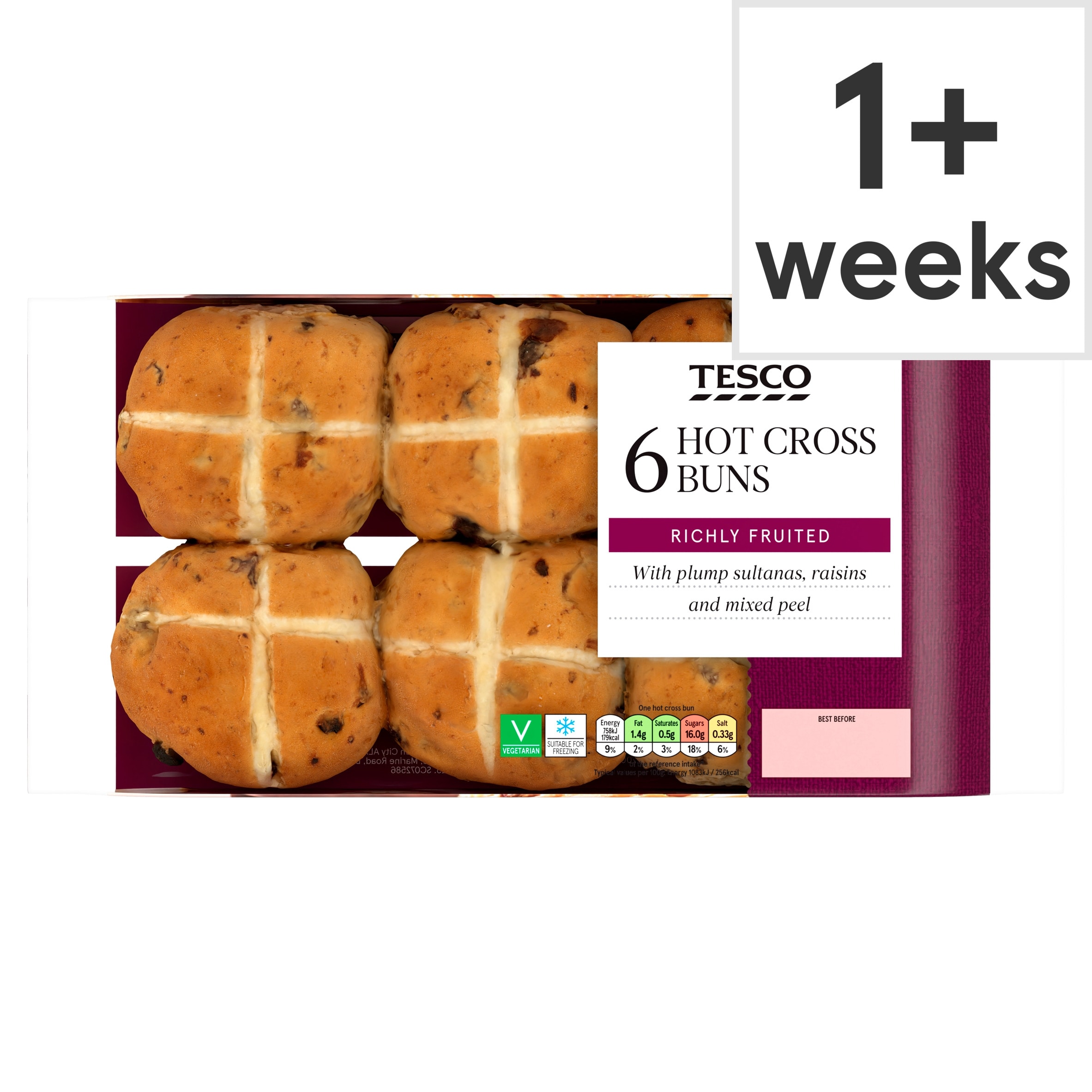 Tesco Hot Cross Buns 6 pack