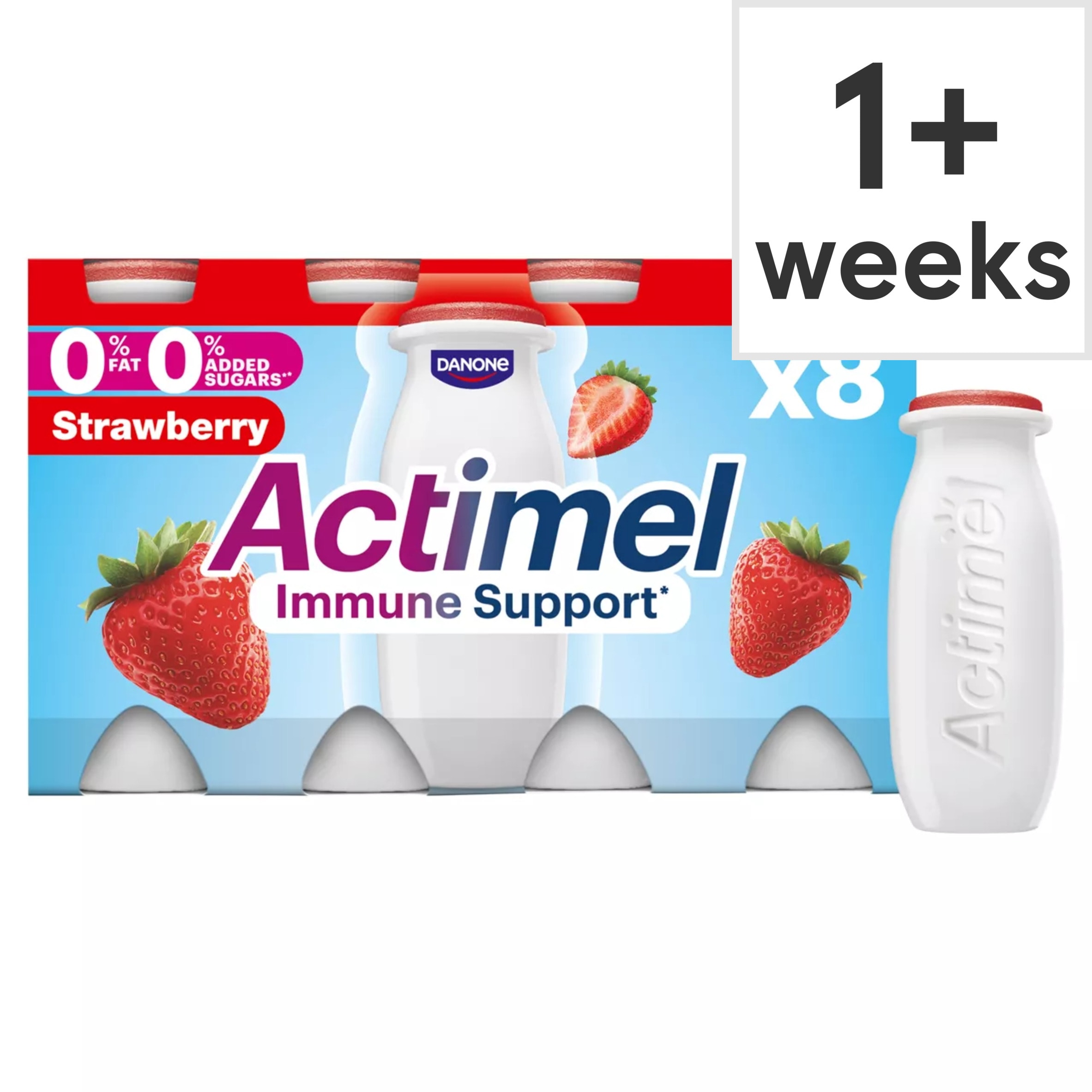 Actimel Strawberry Fat Free Immunity Live Yoghurt Drink Multipack 8x100g