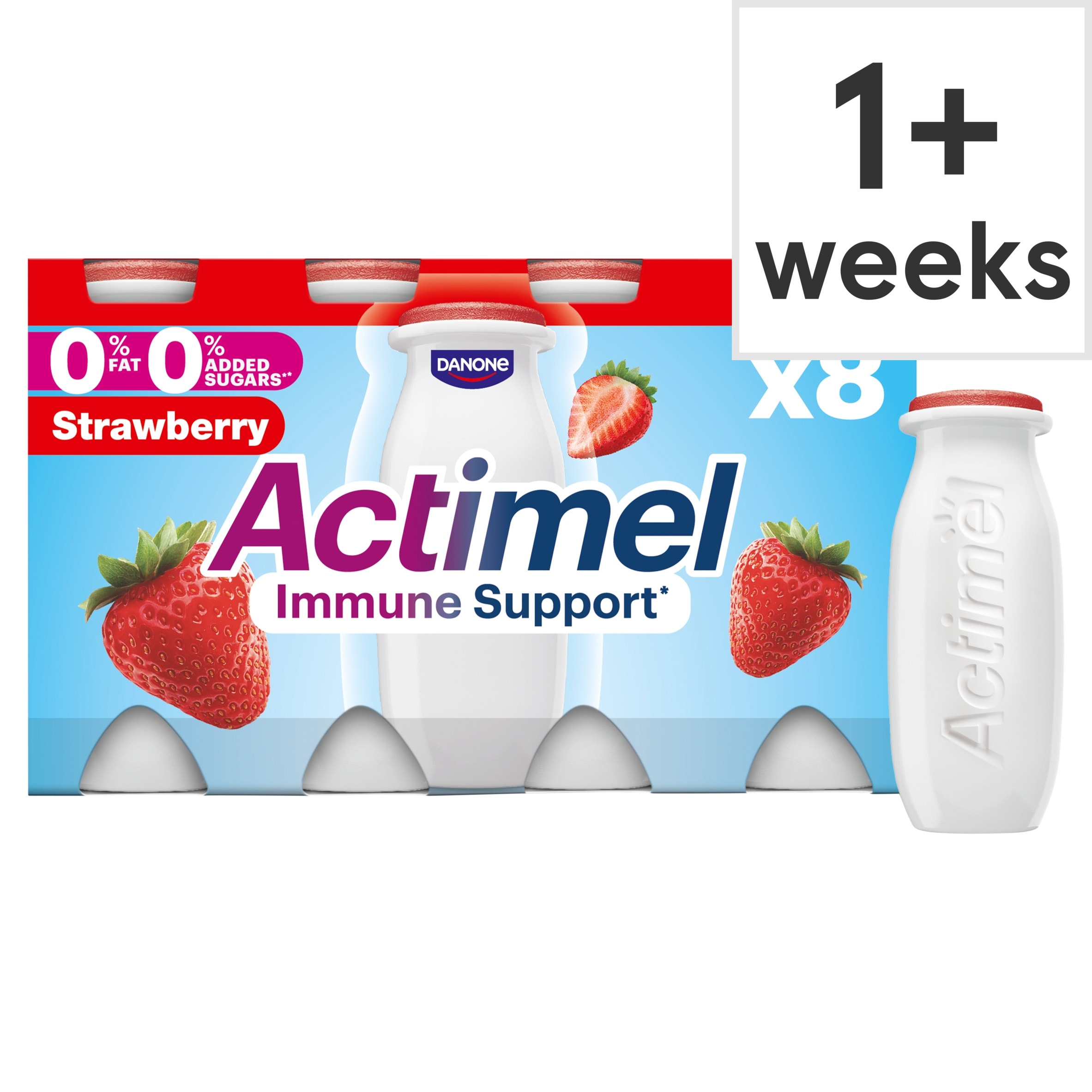 Actimel Strawberry 0% Added Sugar Fat Free Yoghurt Drink